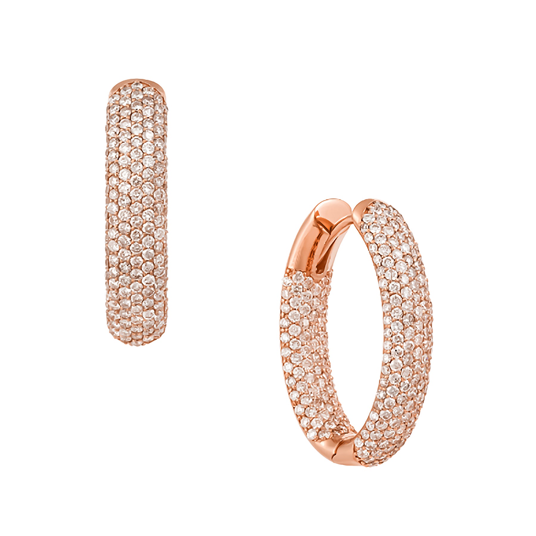 Pave Dome Medium Hoops