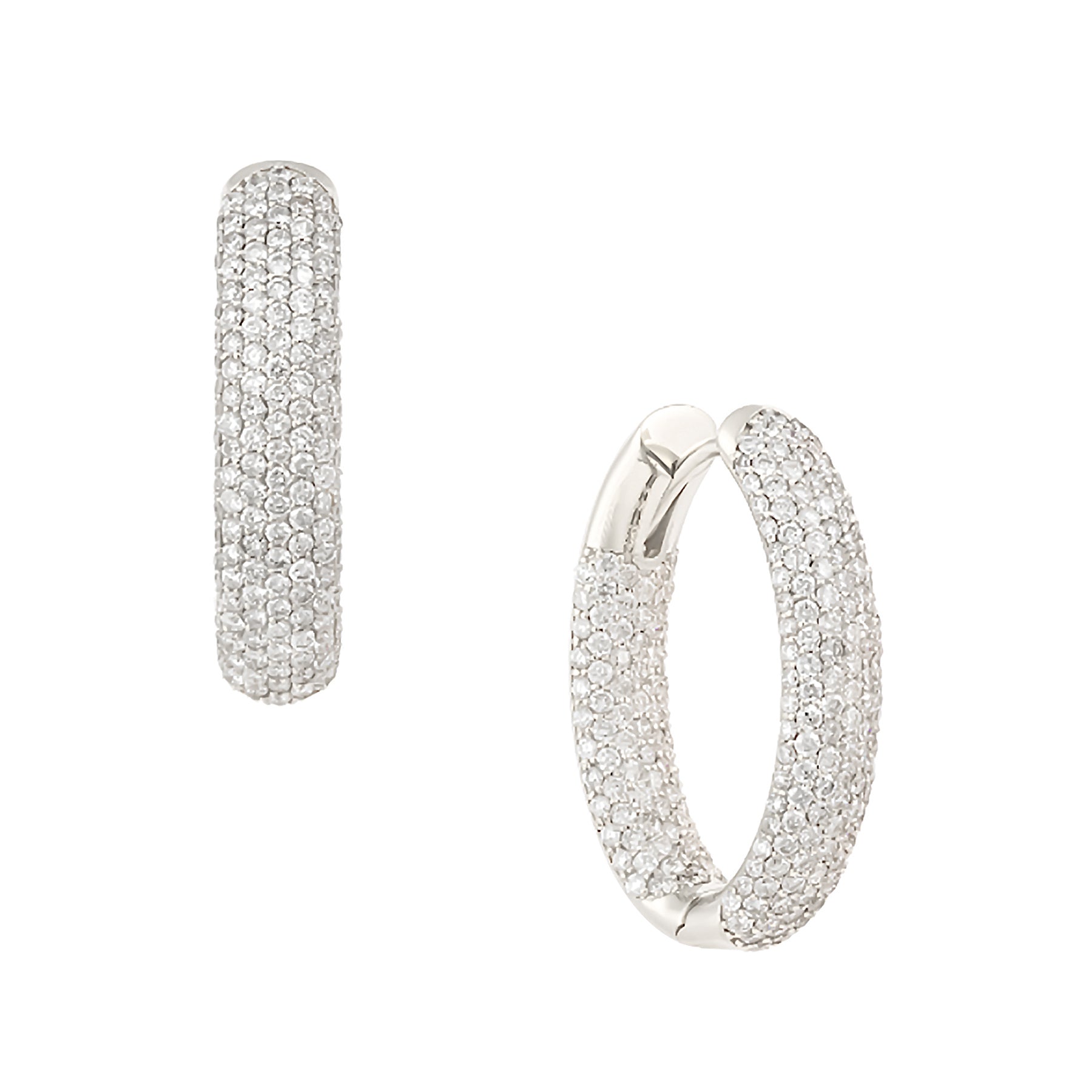 Pave Dome Medium Hoops