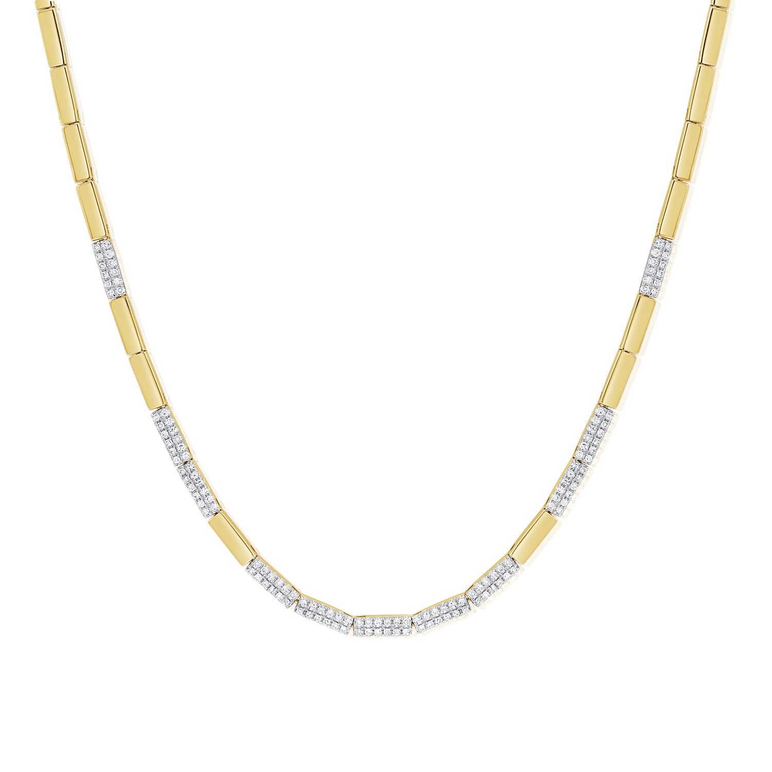 Elongated Gold And Pave Thin Statement Necklace