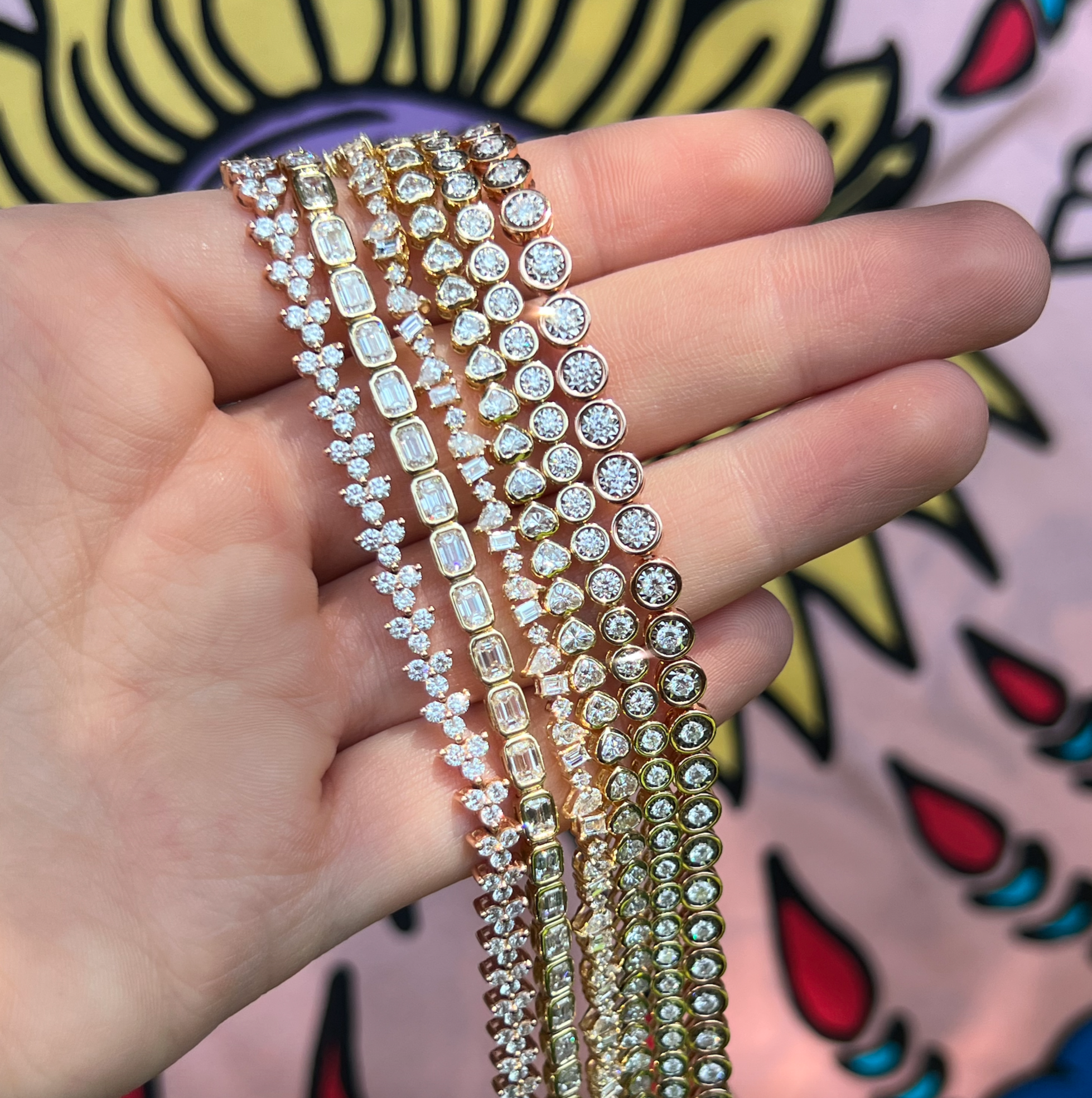 Multishape Medium Diamond Size Tennis Bracelet
