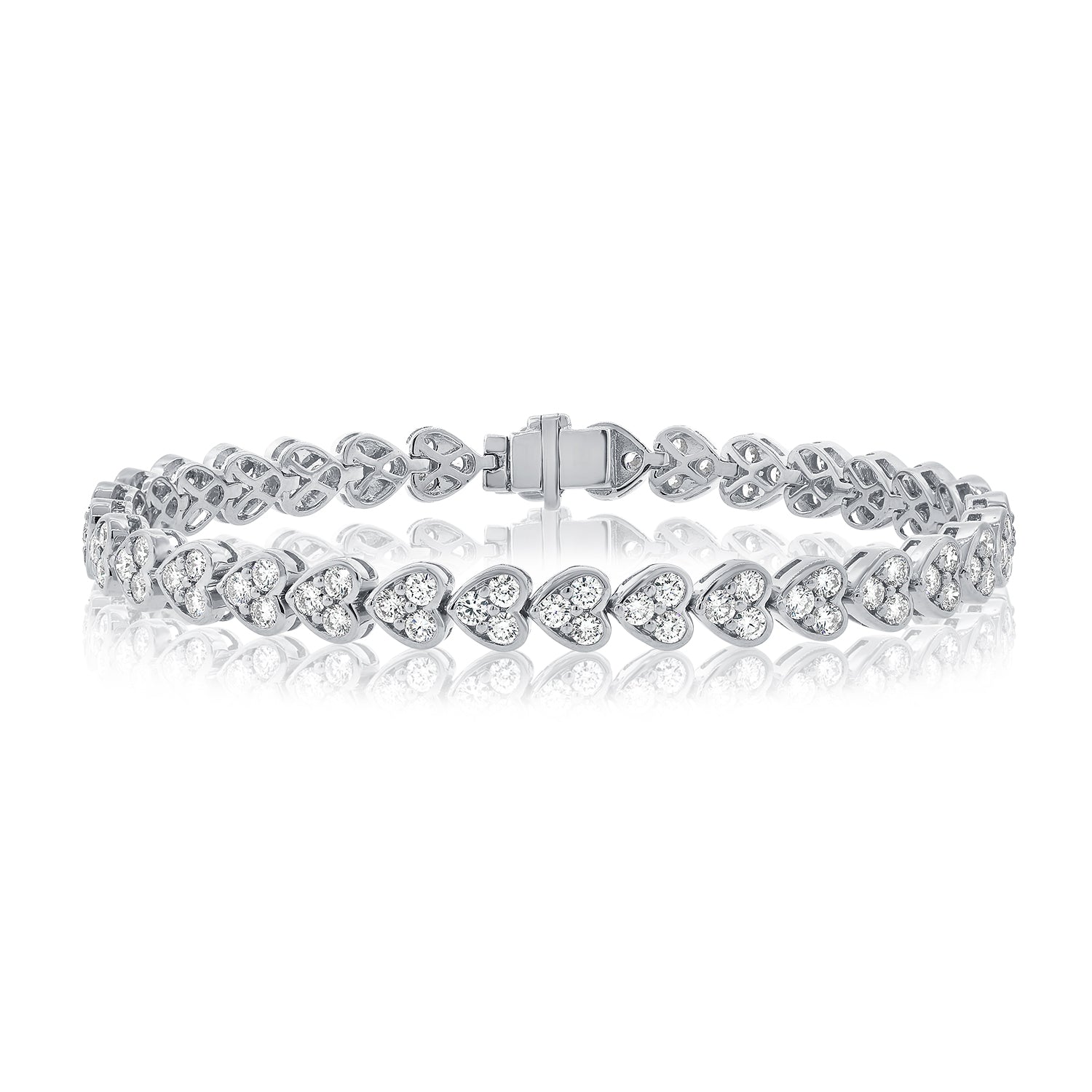 Bezel Set Heart Shaped Diamond Illusion Tennis Bracelet