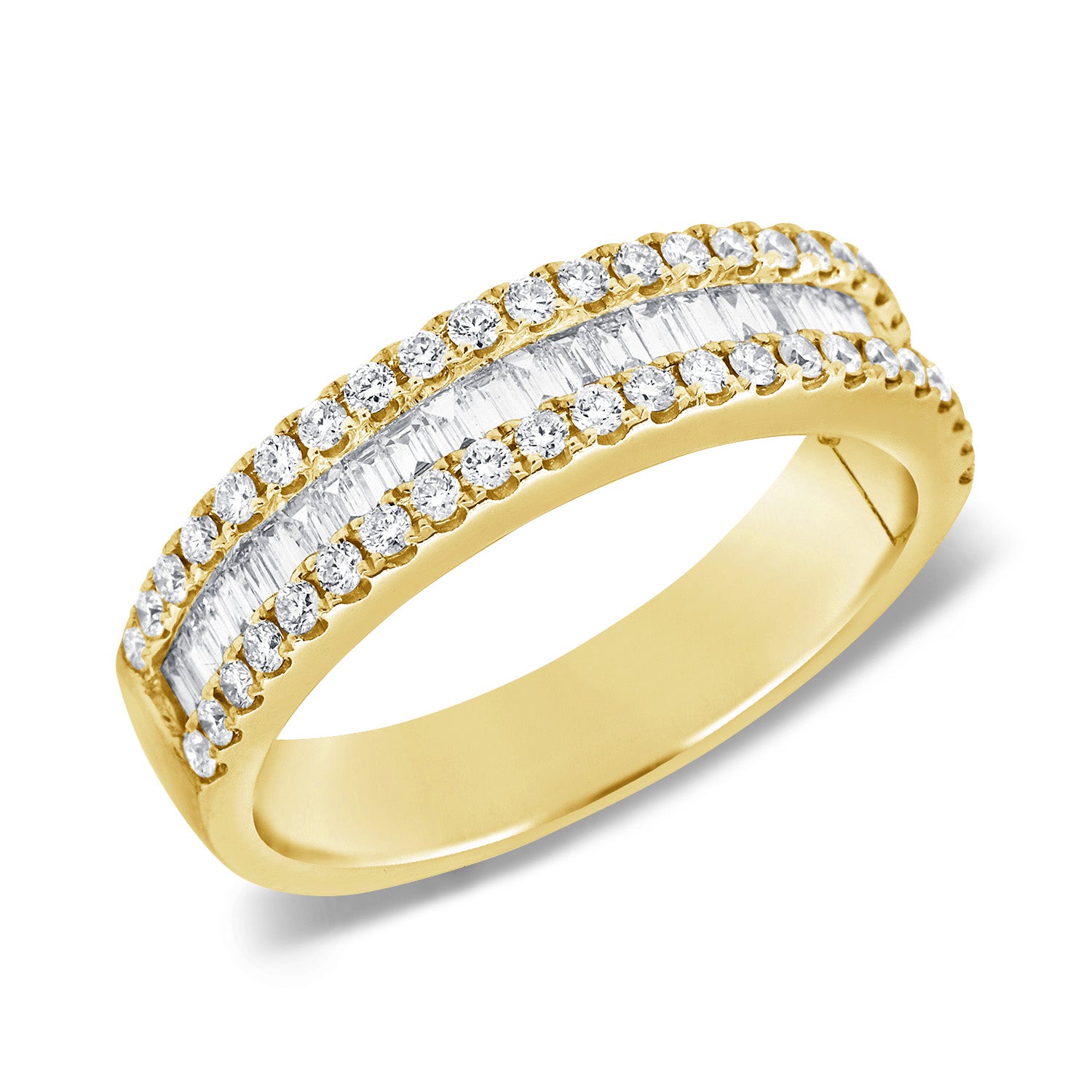 Baguette With Round Diamond Half Band