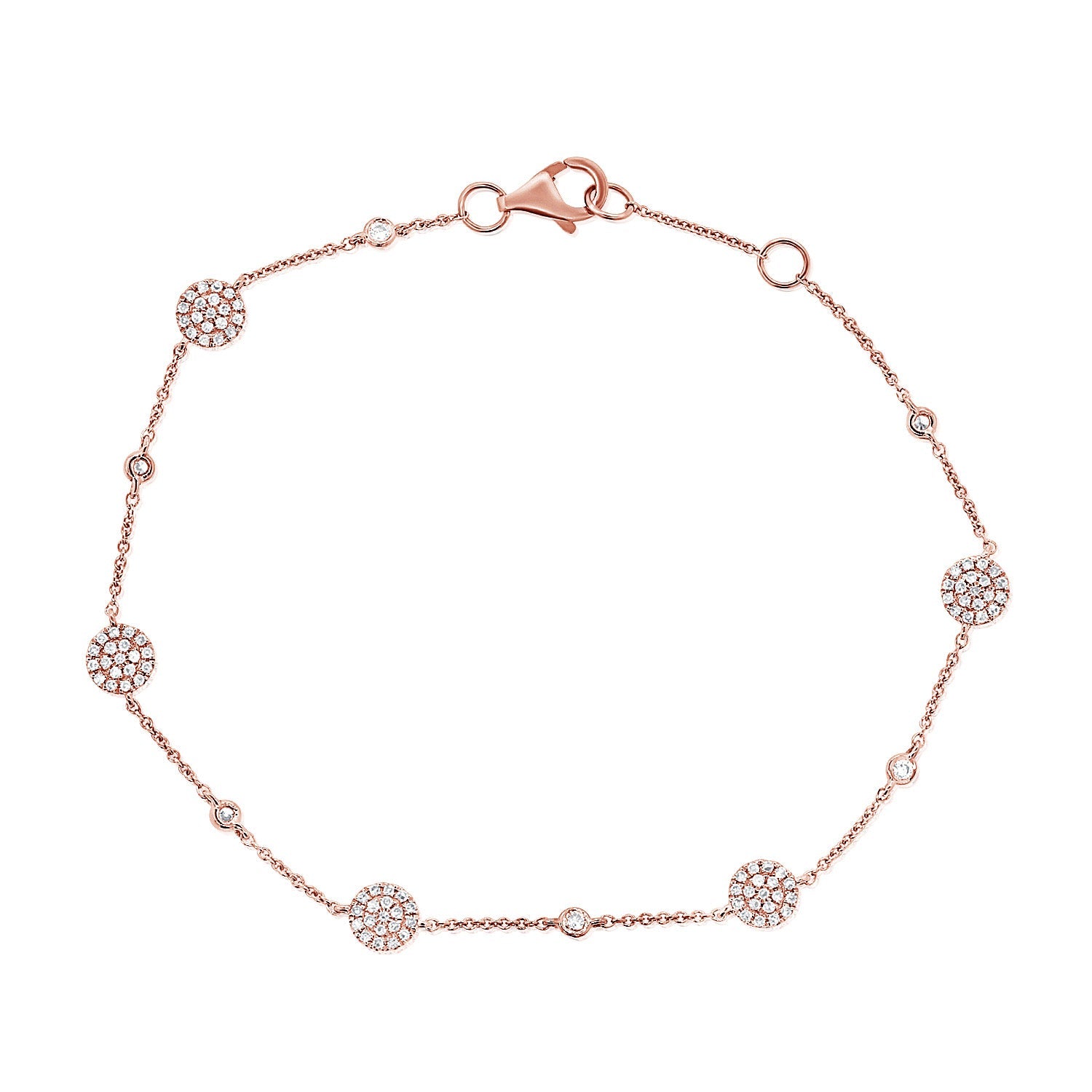 Multi Pave Disc And Bezel Set Diamond Anklet