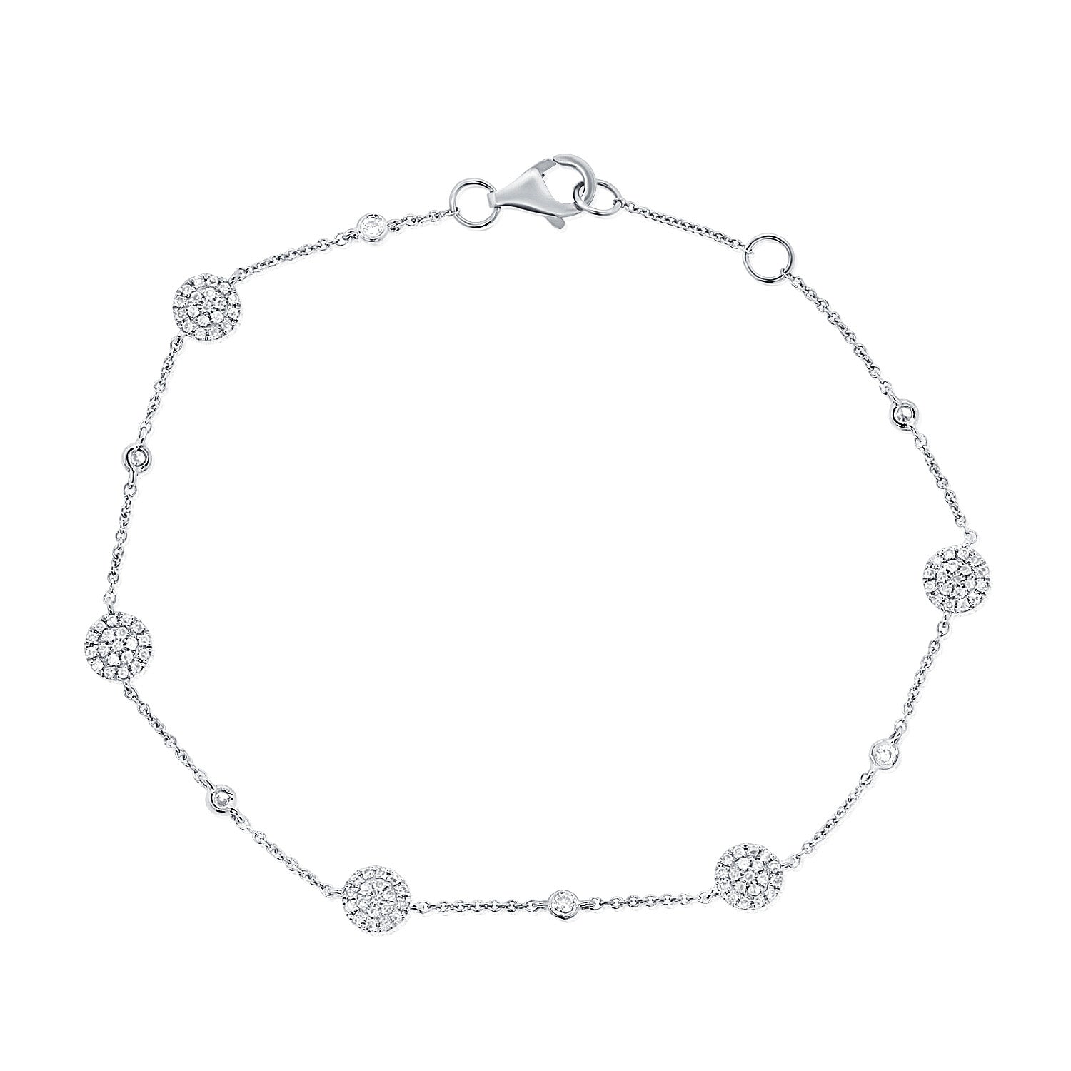 Multi Pave Disc And Bezel Set Diamond Anklet