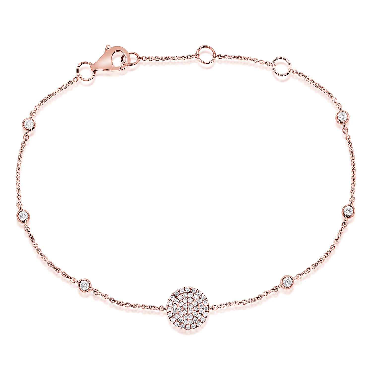 Pave Disc And Bezel Set Diamond Bracelet