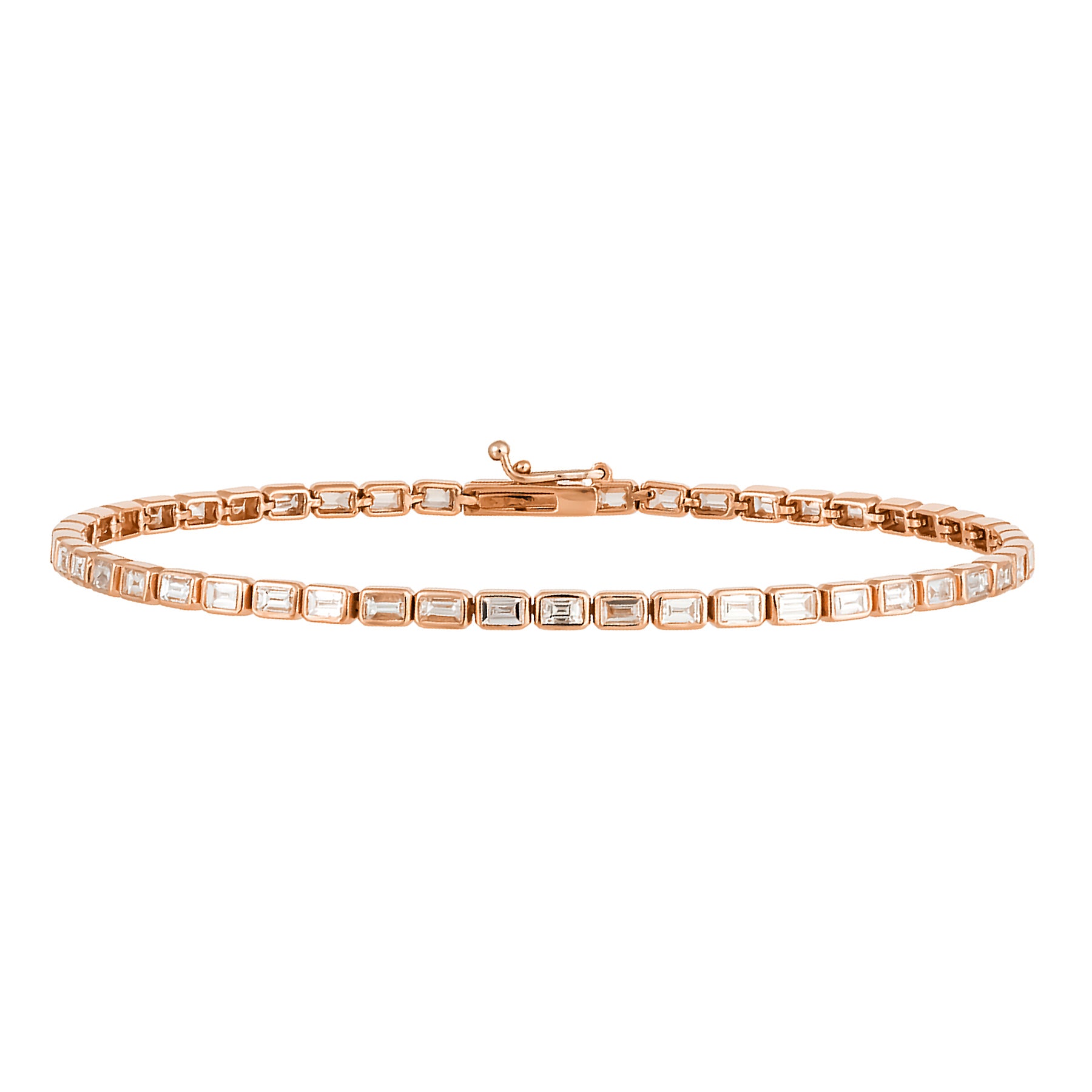 Bezel Set Diamond Baguette Tennis Bracelet