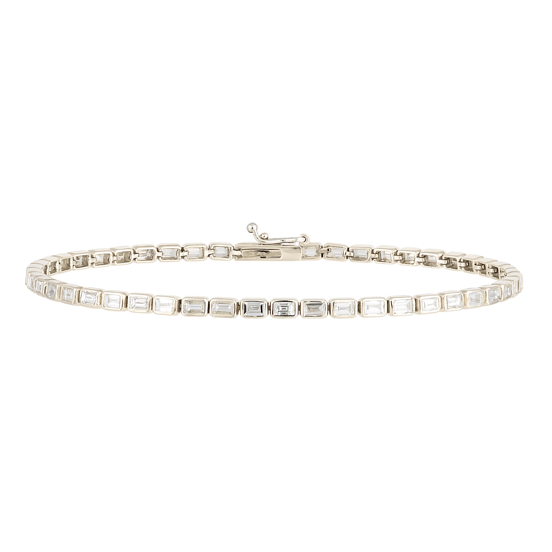 Bezel Set Diamond Baguette Tennis Bracelet