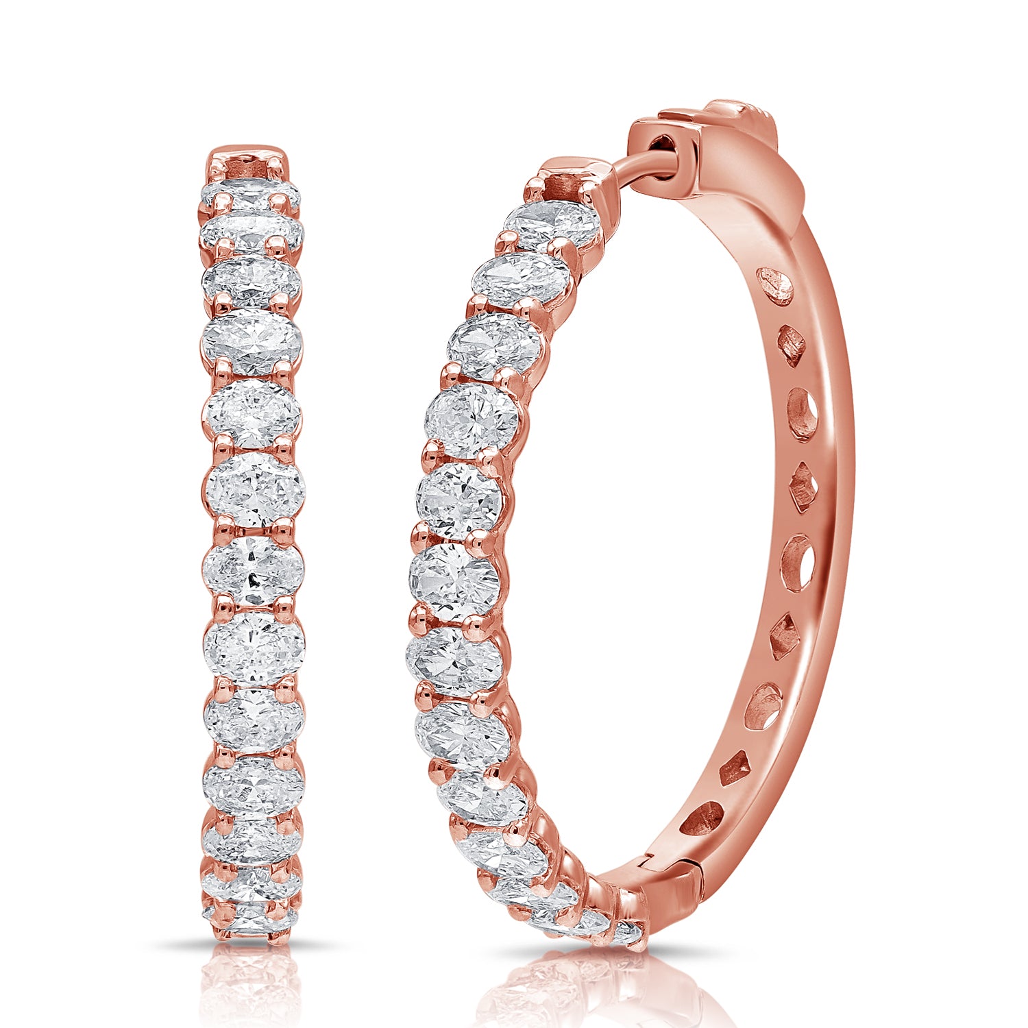 Oval Cut Front Diamond Hoops