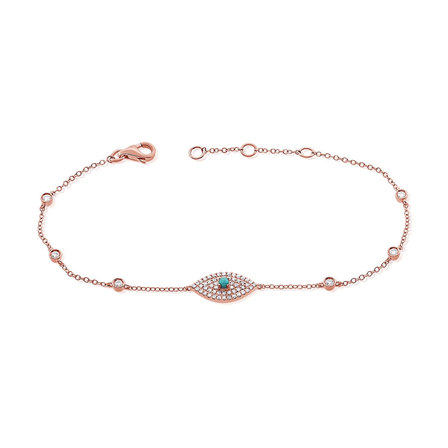 Pave Evil Eye And Turqoise Bracelet