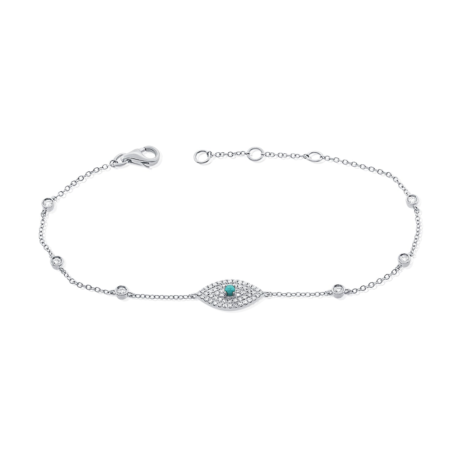 Pave Evil Eye And Turqoise Bracelet