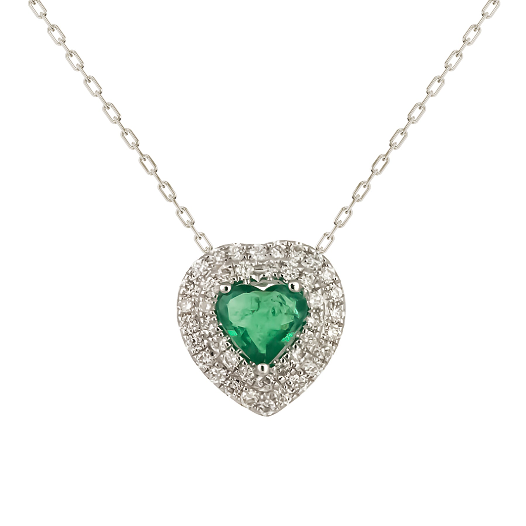 Gemstone Heart With Diamond Halo Necklace