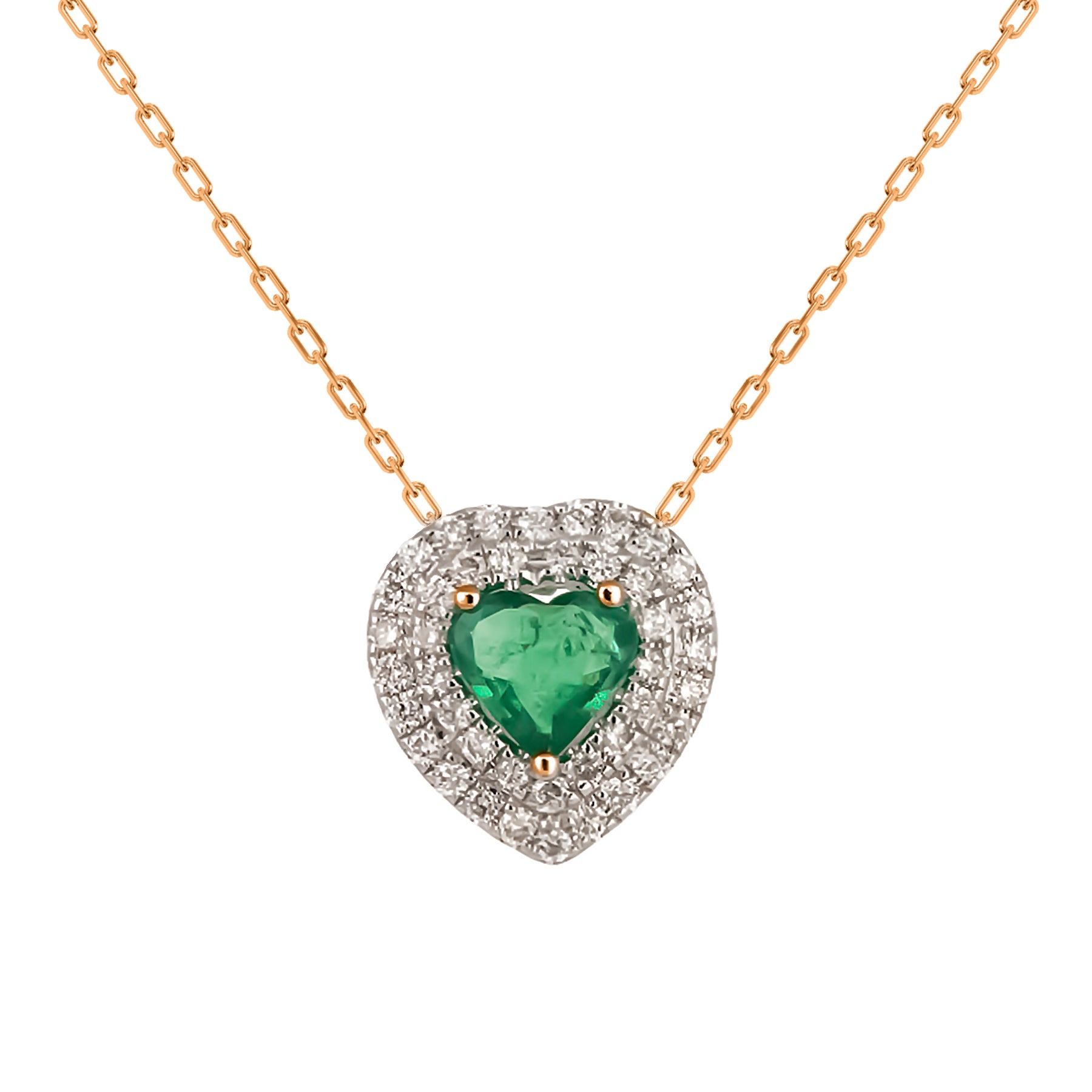 Gemstone Heart With Diamond Halo Necklace