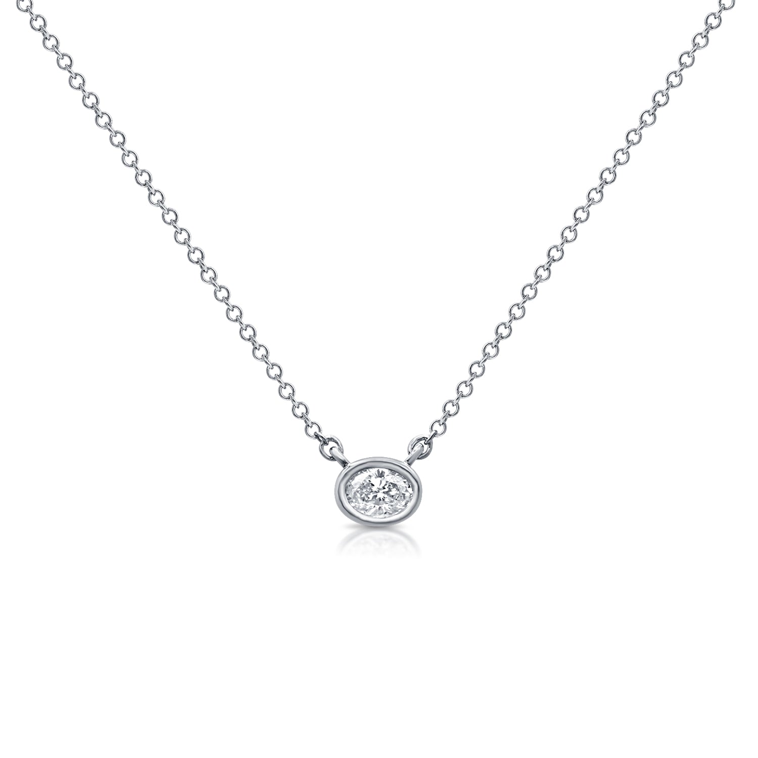 Bezel Set Oval Diamond Necklace