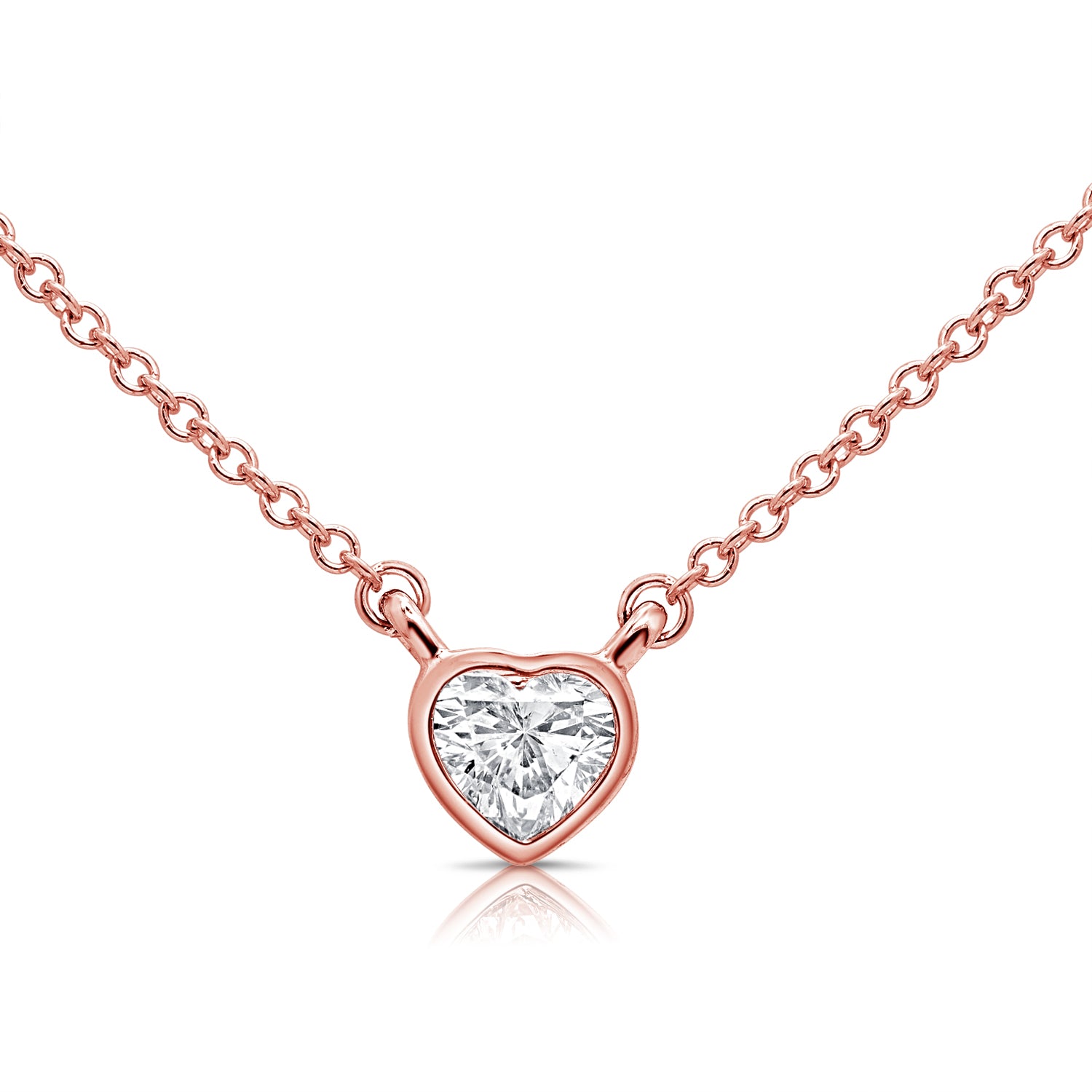 Bezel Set Heart Diamond Necklace