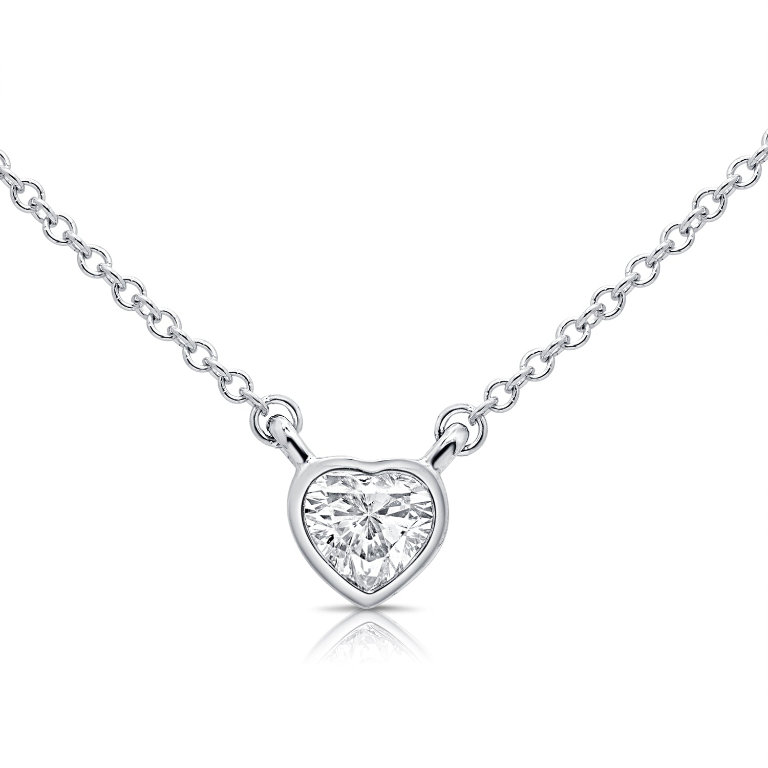 Bezel Set Heart Diamond Necklace