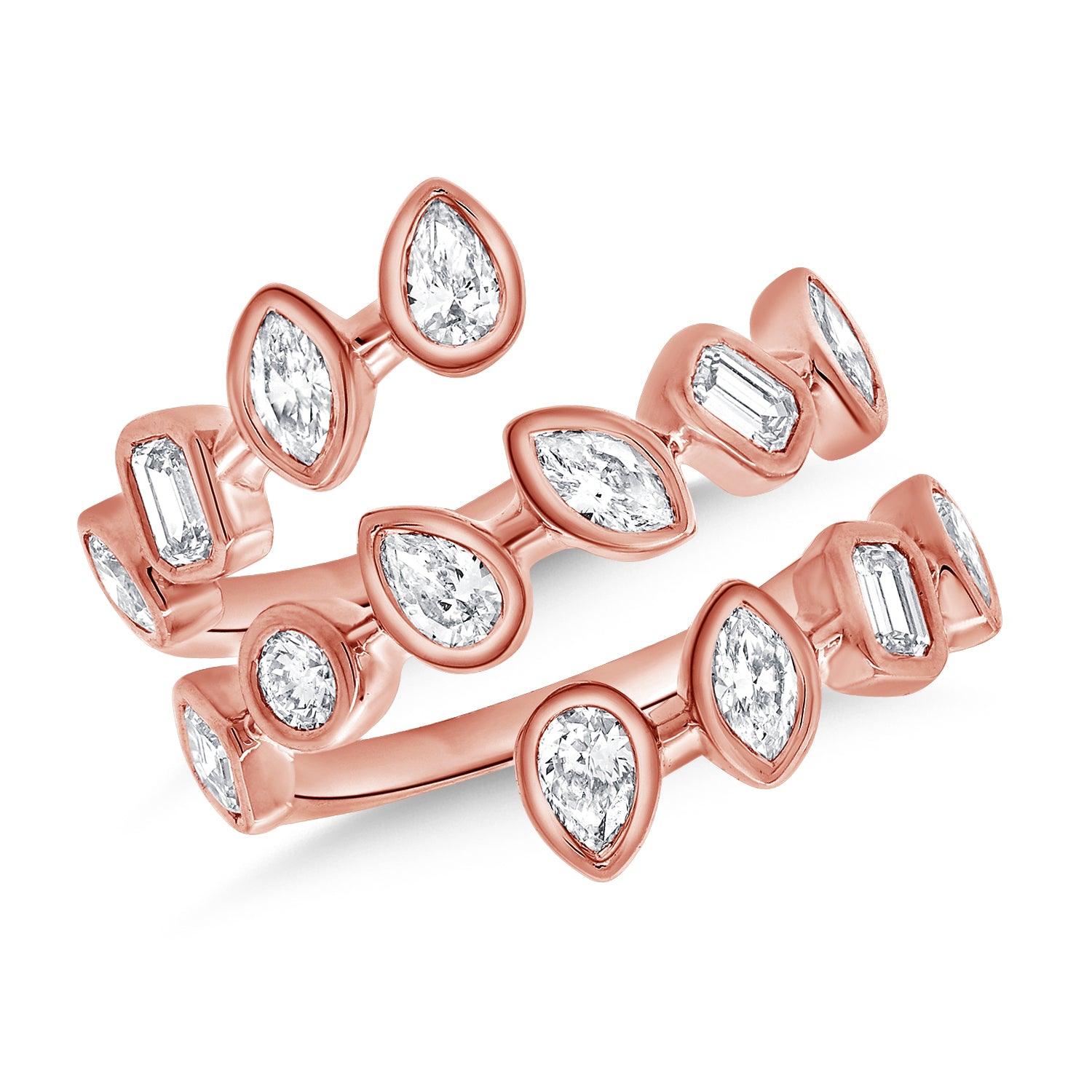 Bezel Set Triple Multishape Ring