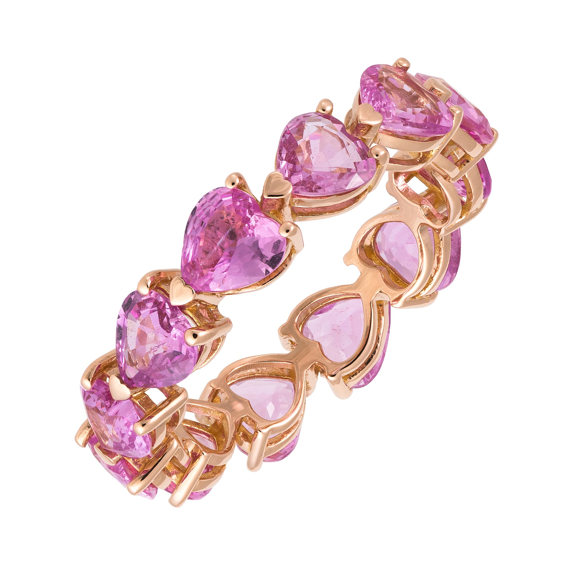 Pink Sapphire Heart Eternity Ring