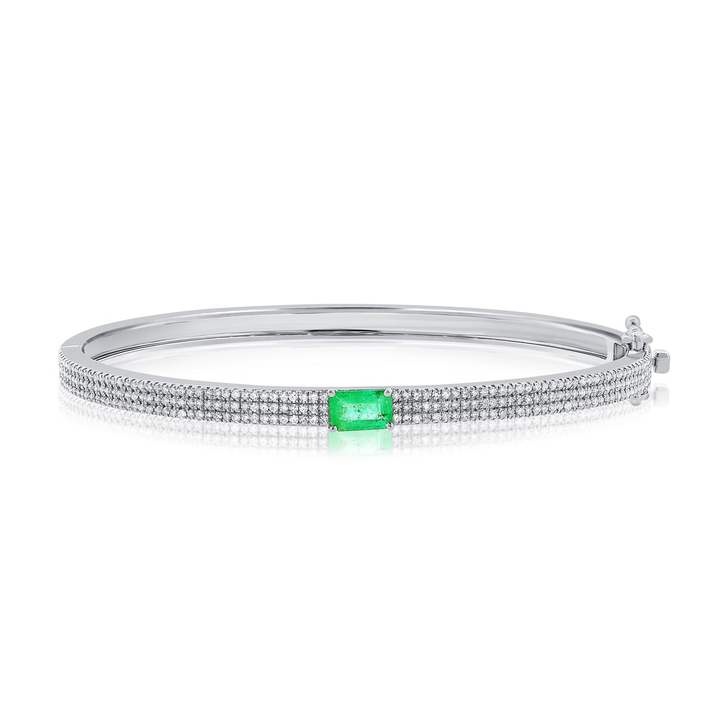 Emerald Cut Gemstone Pave Bangle