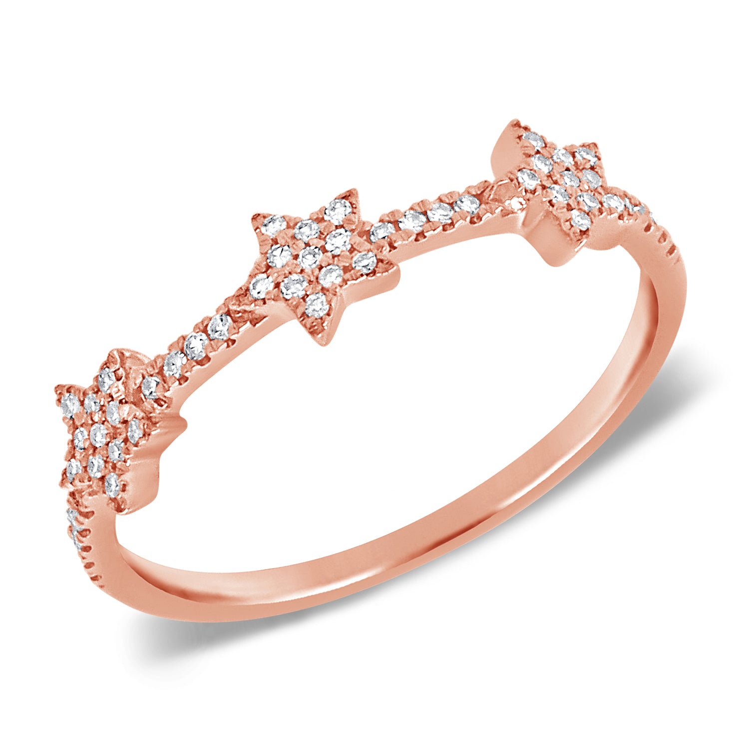 Triple Star Pave Ring