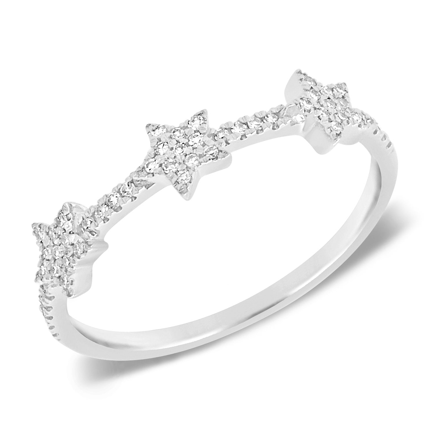 Triple Star Pave Ring