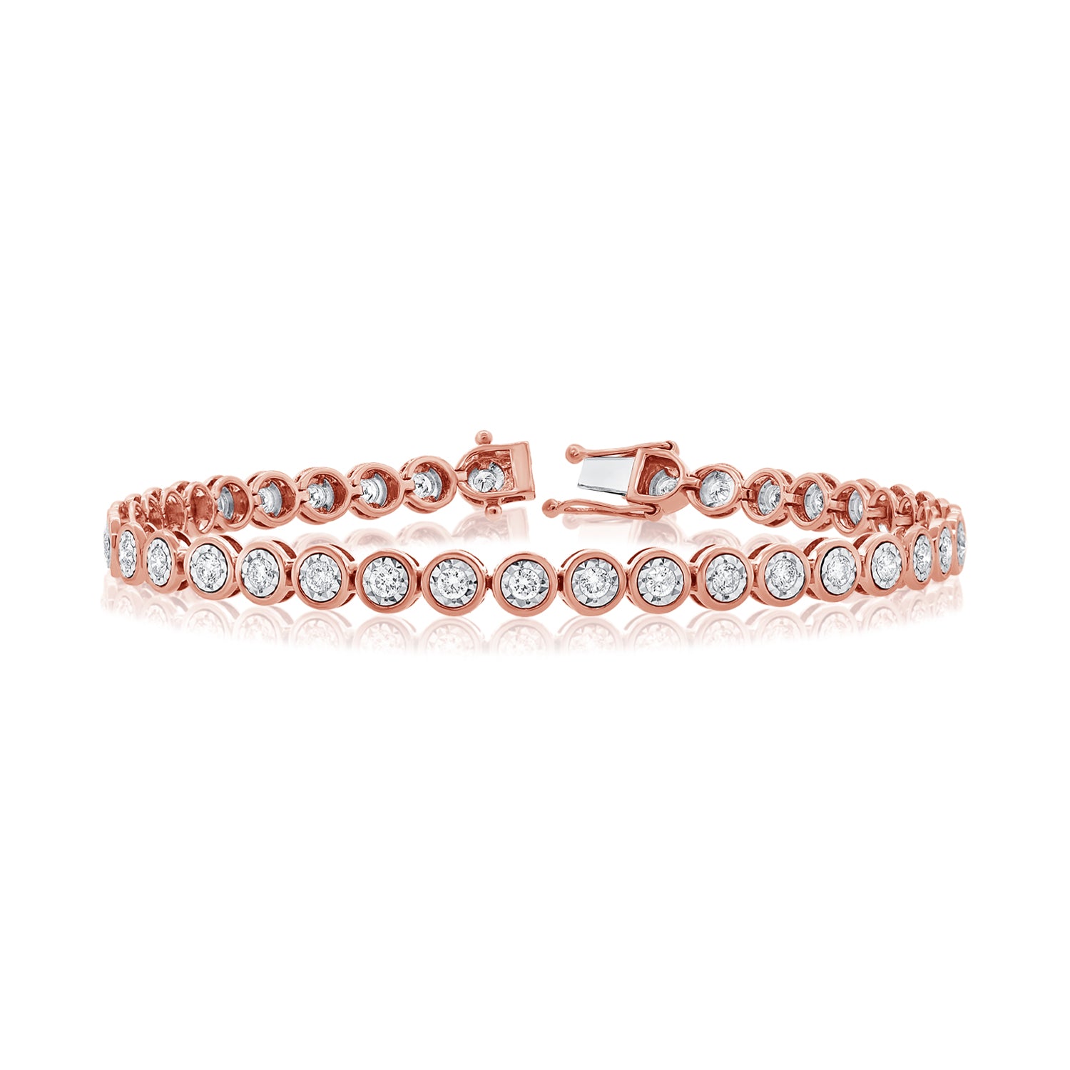 Large Bezel Set Diamond Illusion Tennis Bracelet