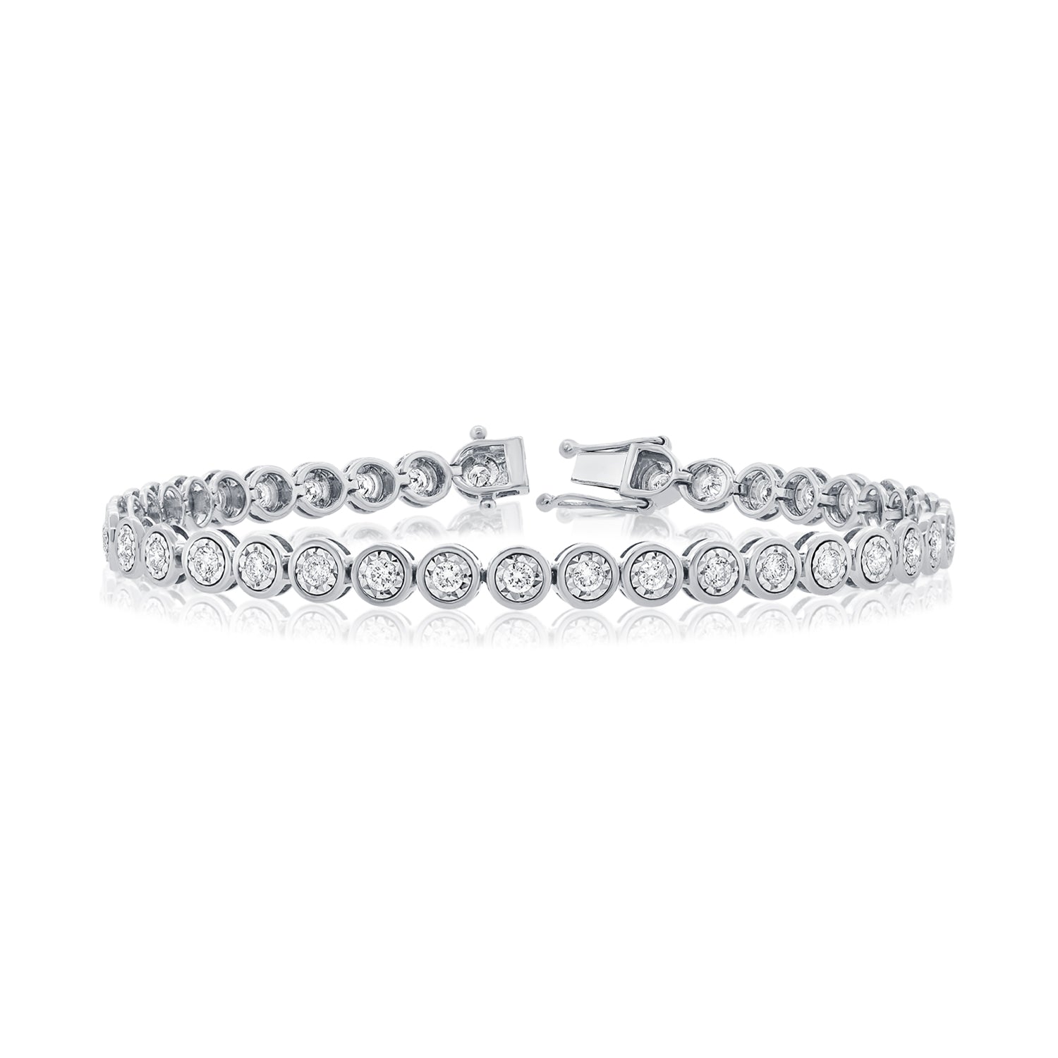 Large Bezel Set Diamond Illusion Tennis Bracelet