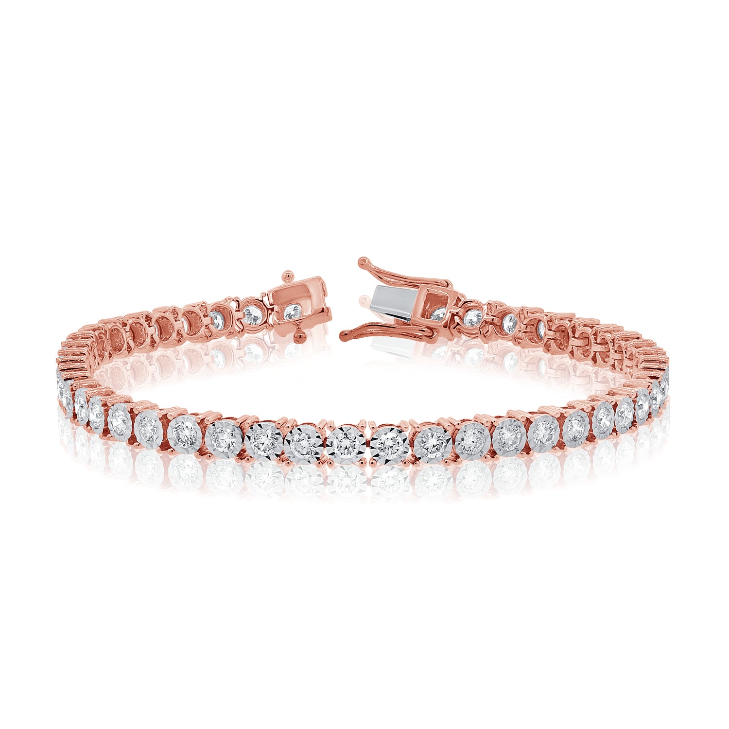 Large Round Diamond Illusion Tennis Bracelet