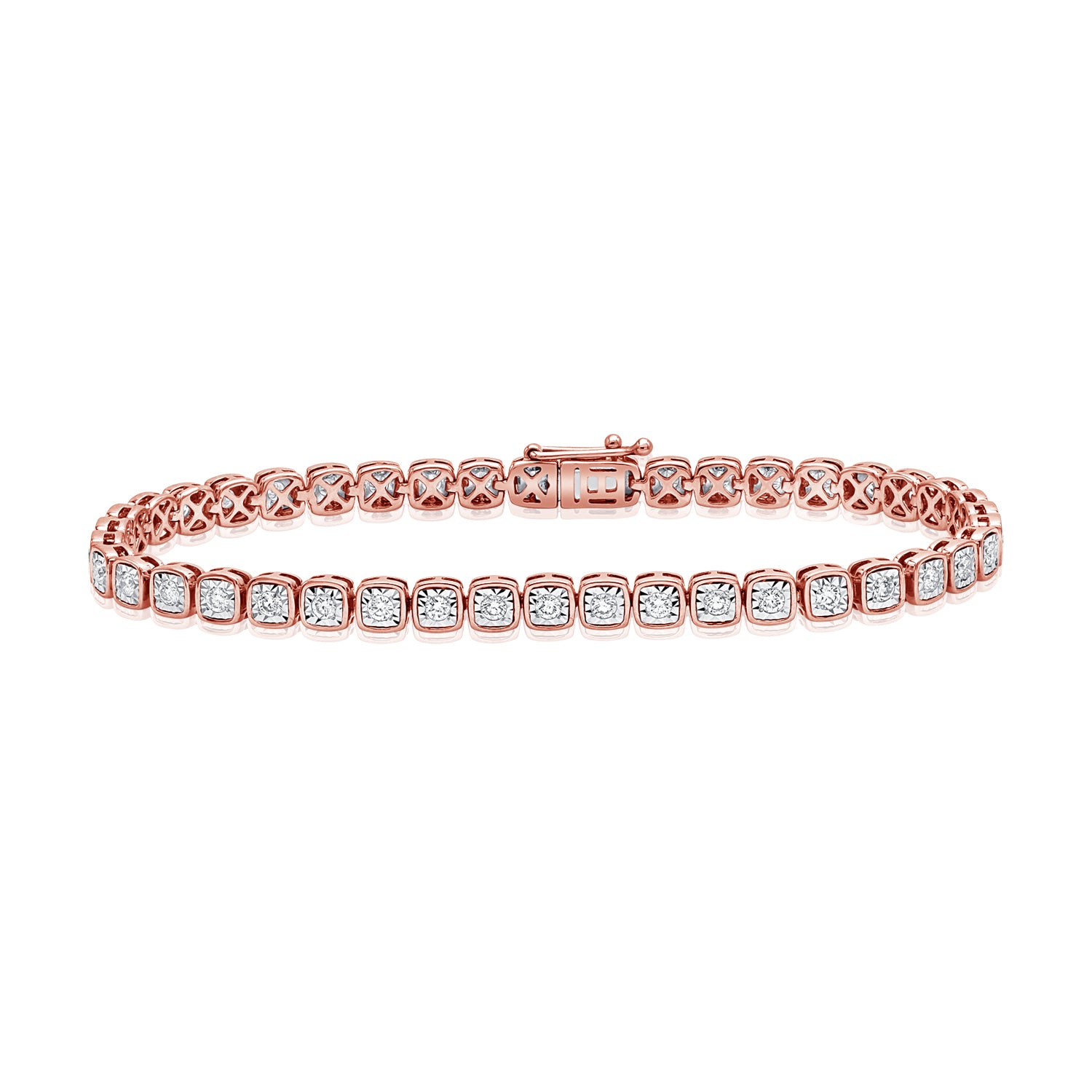 Bezel Set Squared Diamond Illusion Tennis Bracelet