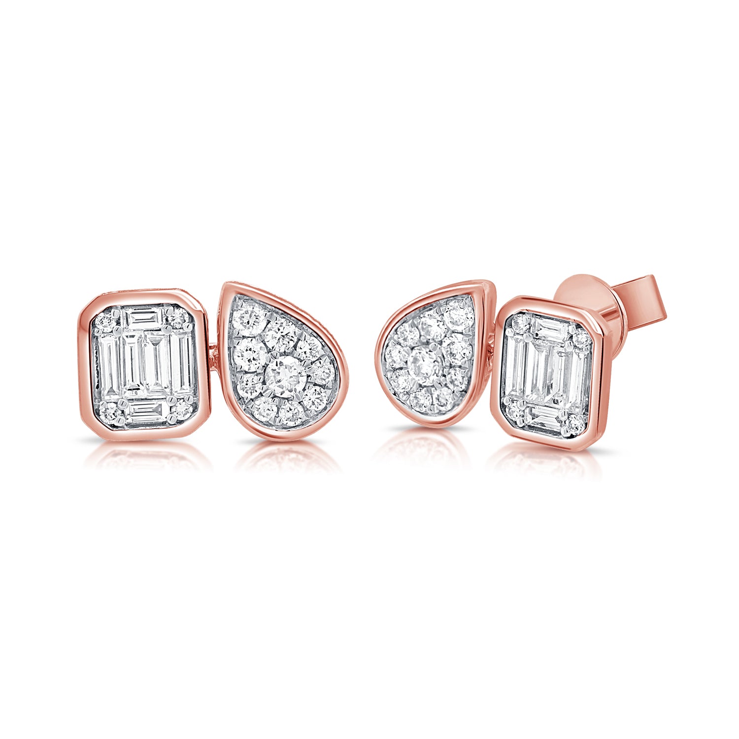 Toi Et Moi Pear And Emerald Cut Bezel Set Studs