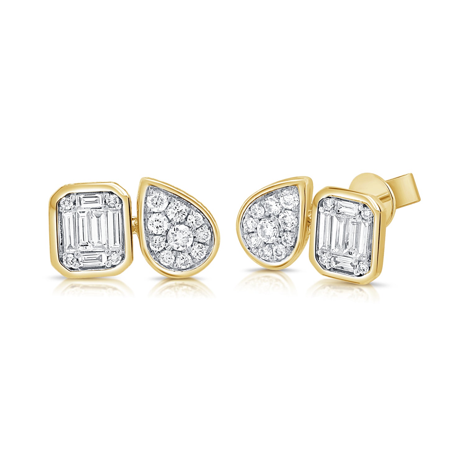 Toi Et Moi Pear And Emerald Cut Bezel Set Studs