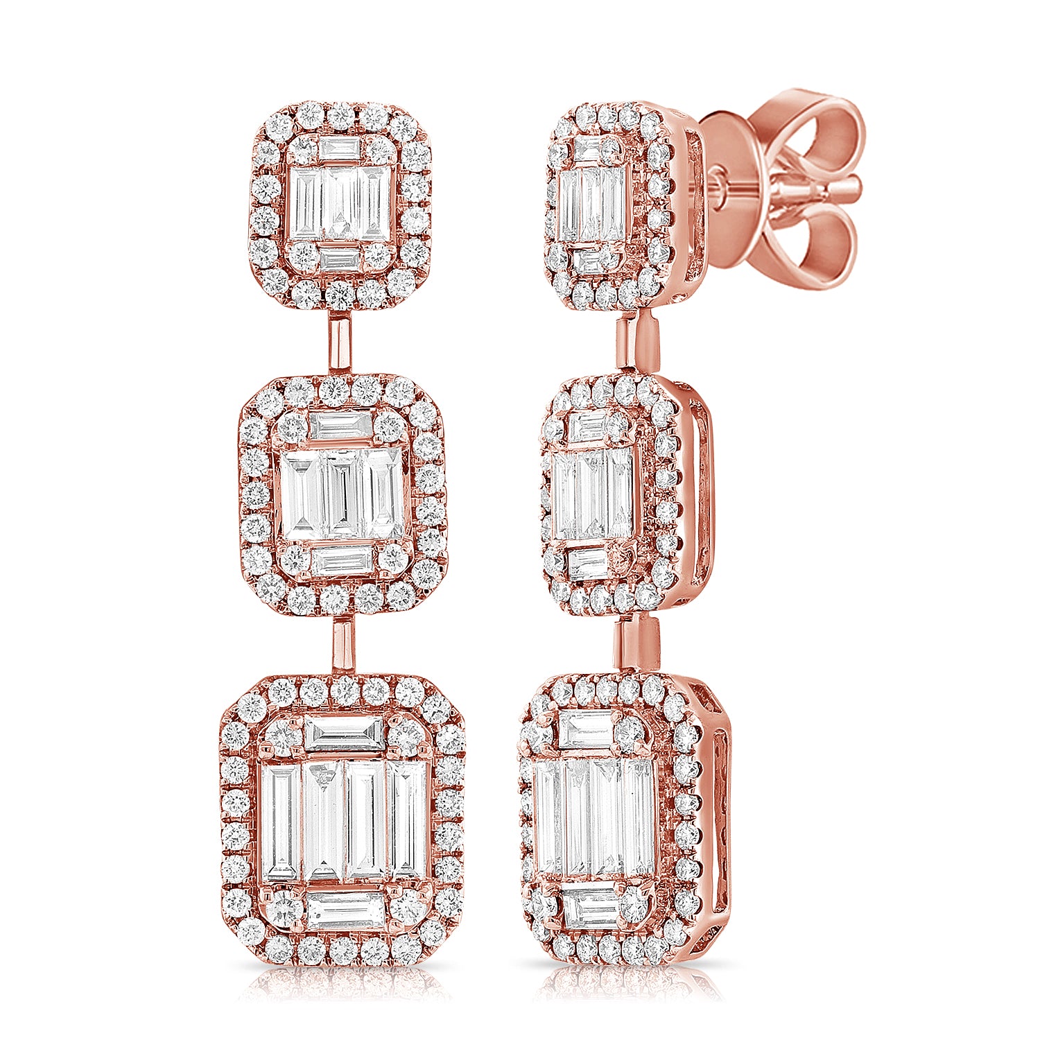 Graduated Baguette Ilusion Earrings