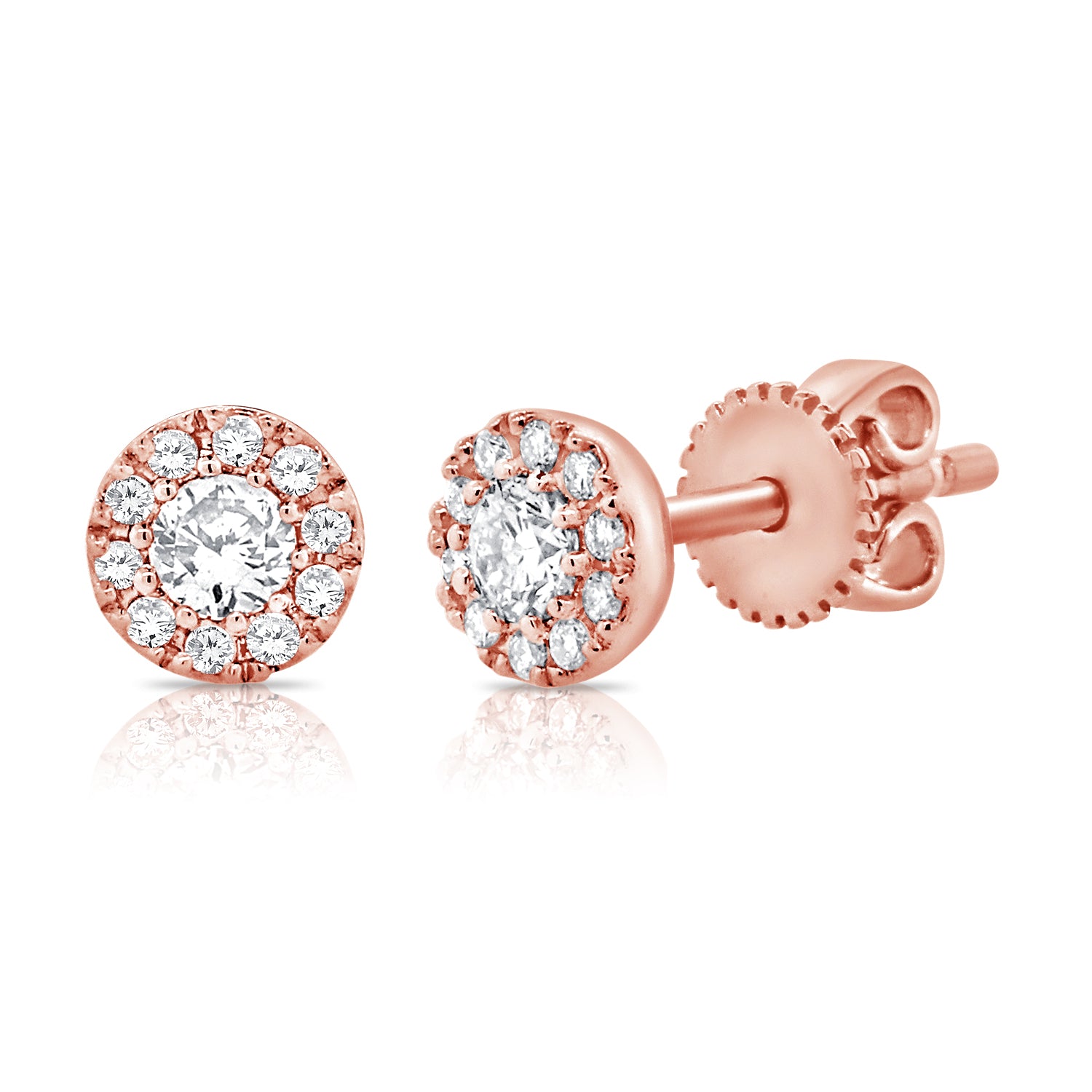 Mini Round Diamond Halo Studs