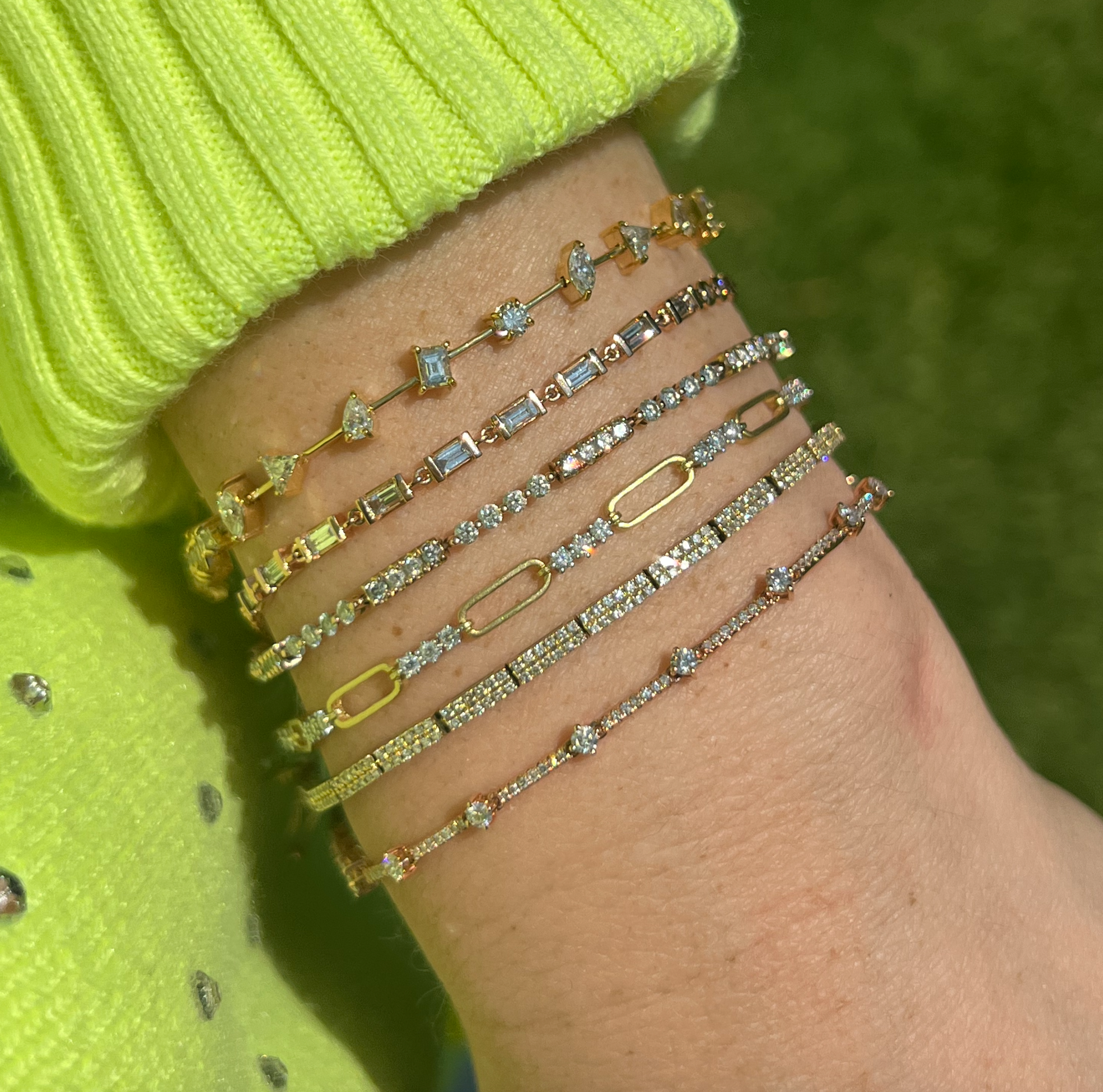 Alternated Tennis And Diamond Bracelet