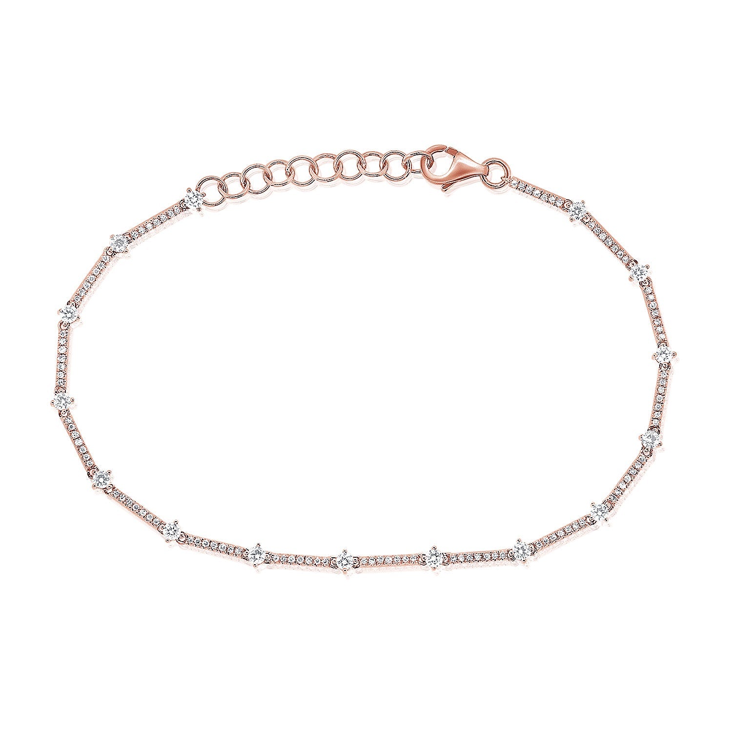 Alternated Tennis And Diamond Anklet