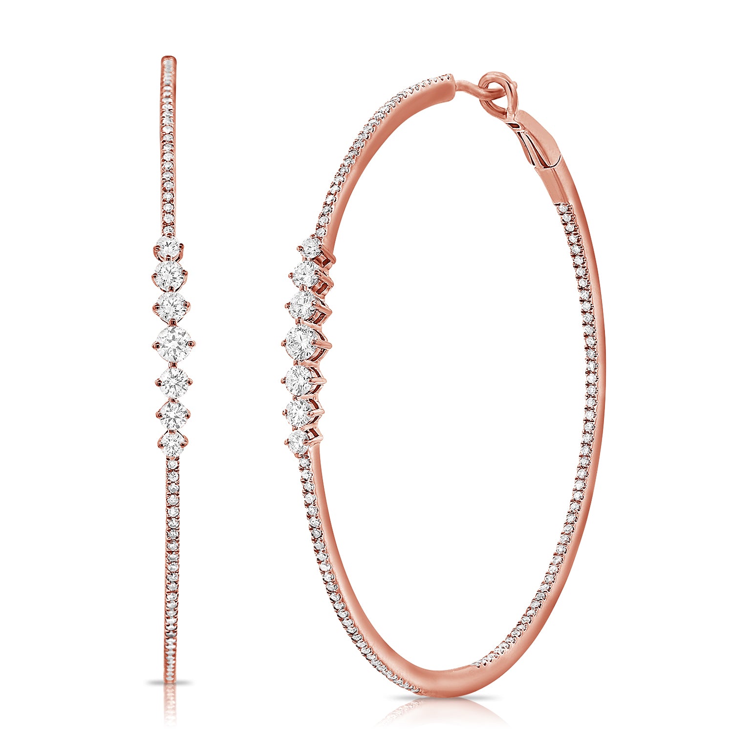 Ezra Thin Round Pave Diamond Large Hoops