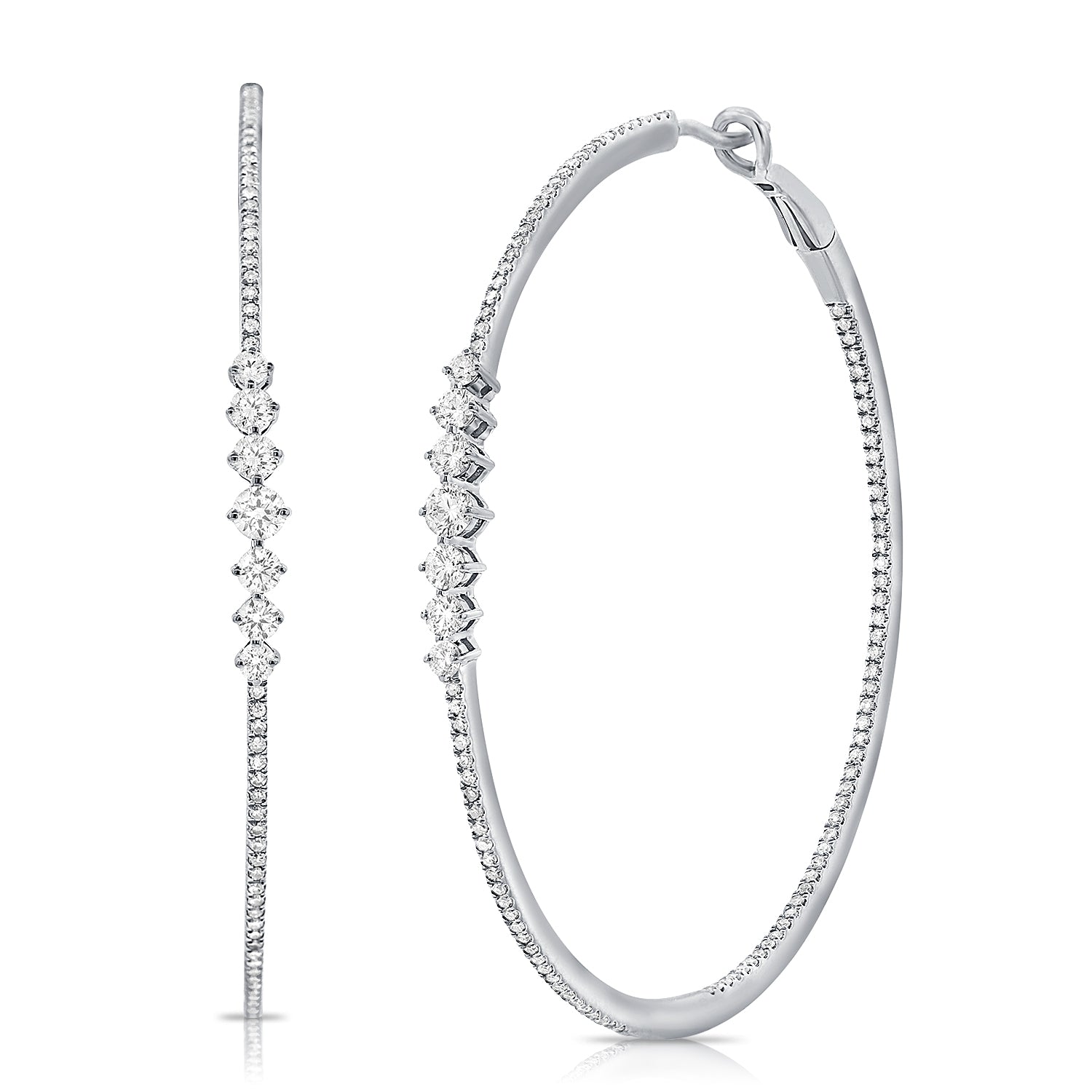 Ezra Thin Round Pave Diamond Large Hoops