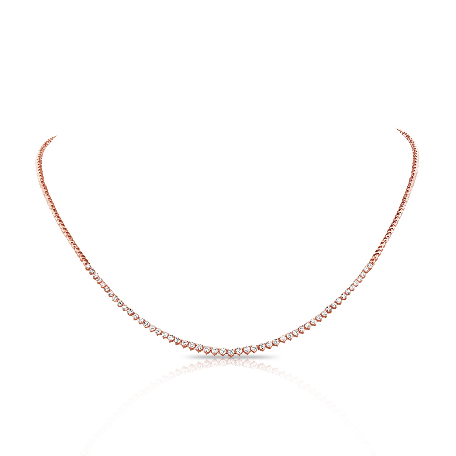 Three Prong Half Diamond Tennis Necklace