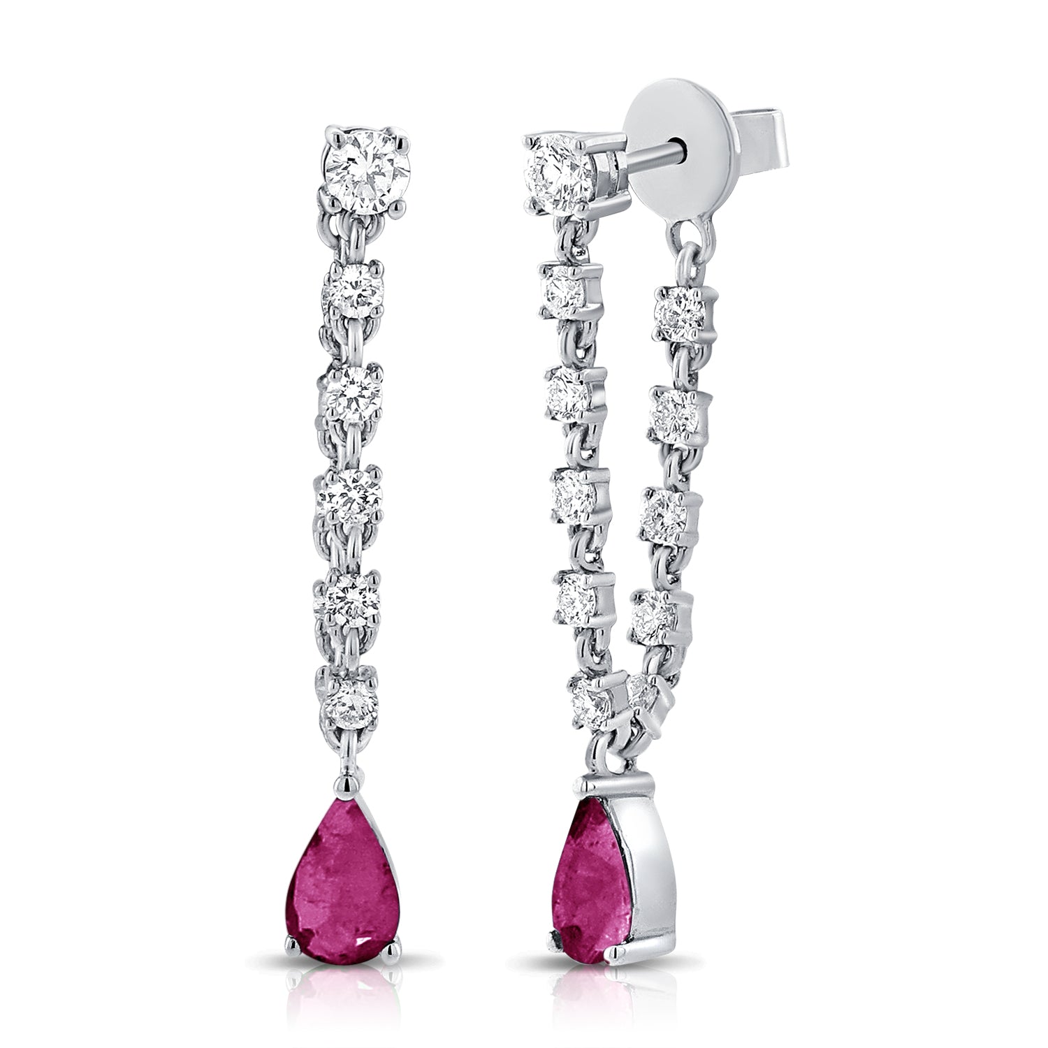 Diamond Chain With Gemstone Drop Earrings