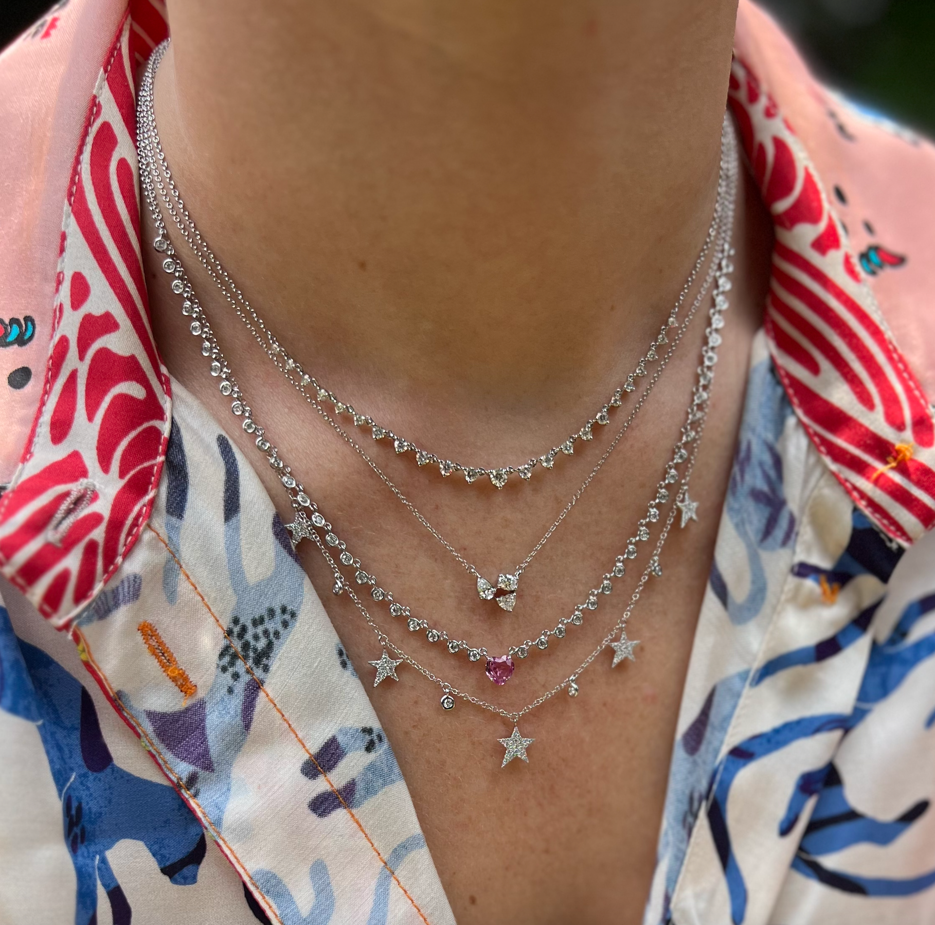 Layering Graduated Diamond Tennis Necklace