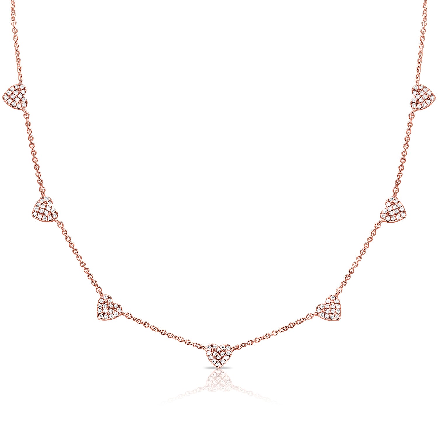 Multiple Pave Hearts Necklace