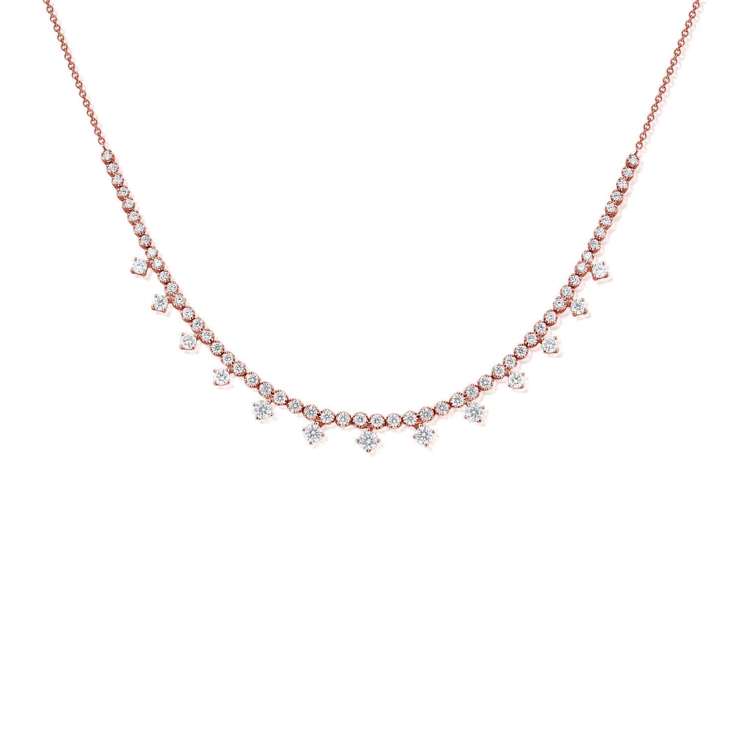 Half Tennis Necklace With Hanging Diamonds