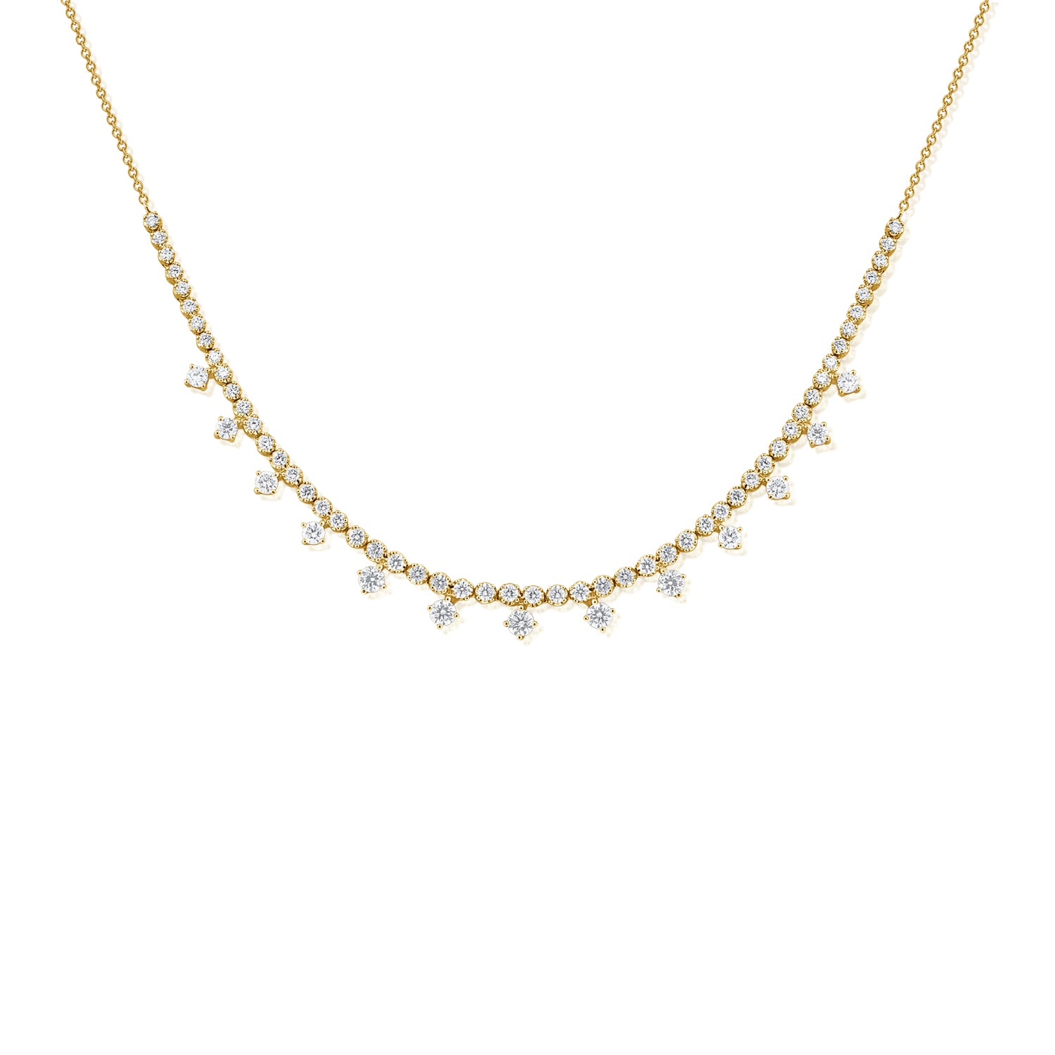 Half Tennis Necklace With Hanging Diamonds