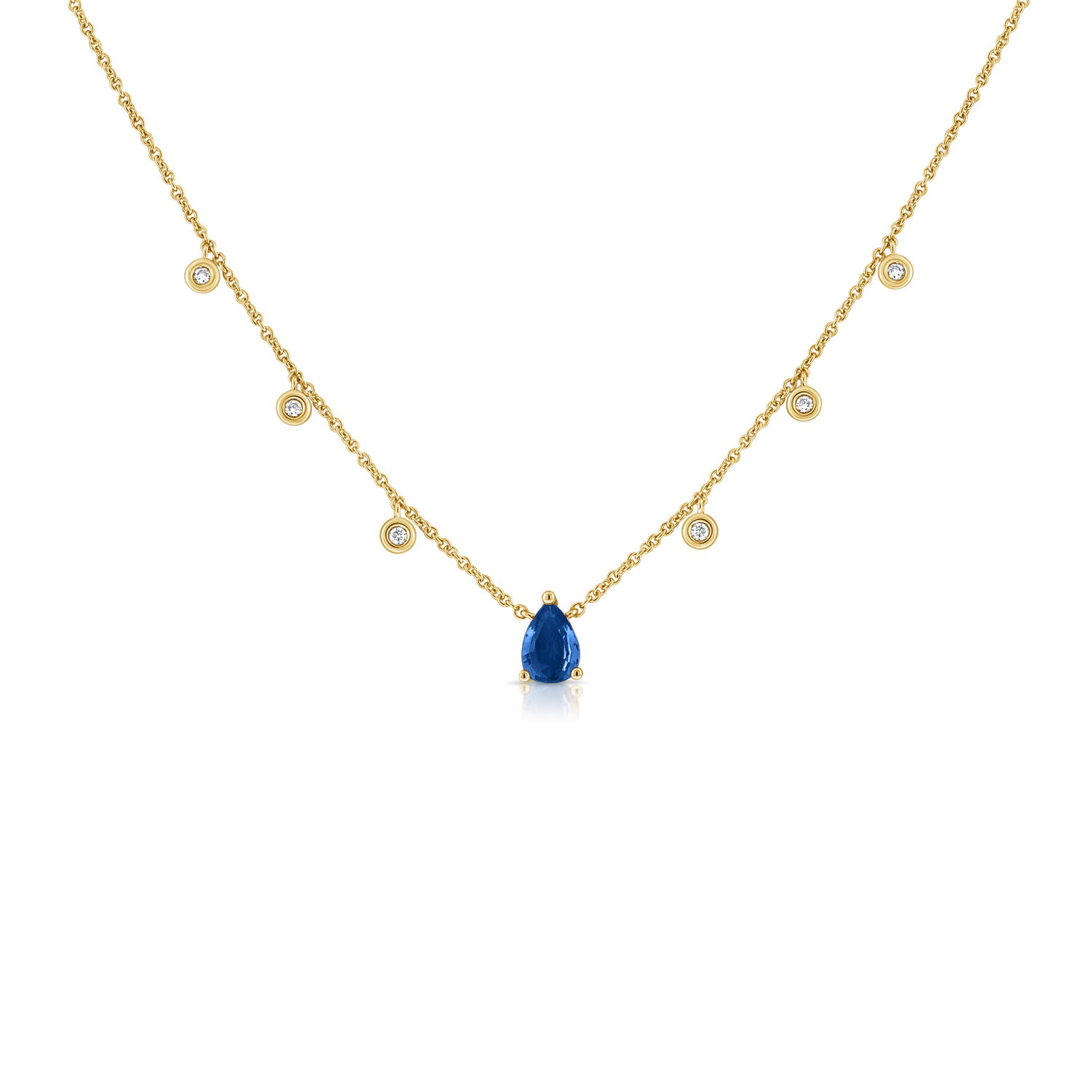 Gemstone Drop With Dangling Bezel Diamonds