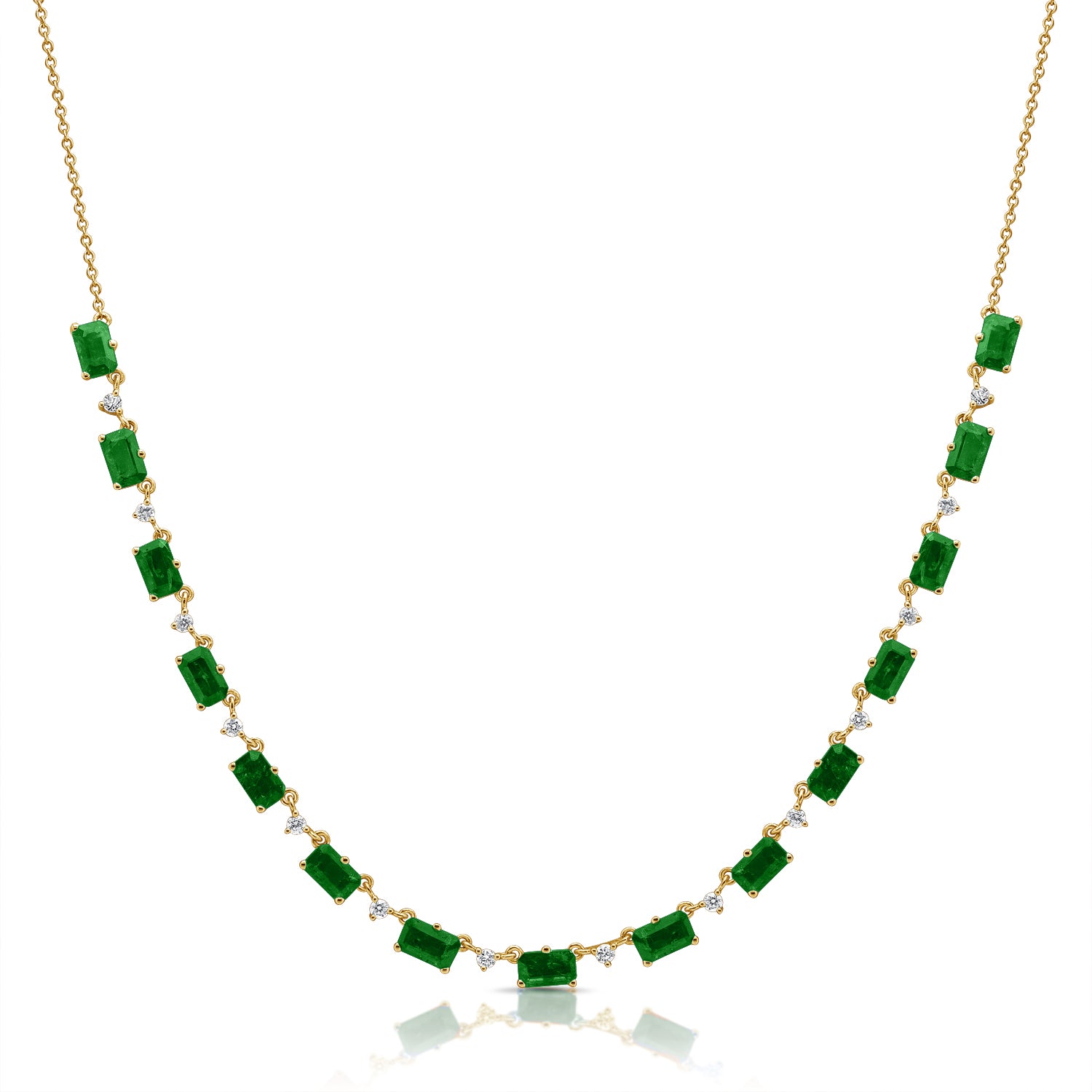 Baguette Gemstone And Diamond Half Tennis Neckalace