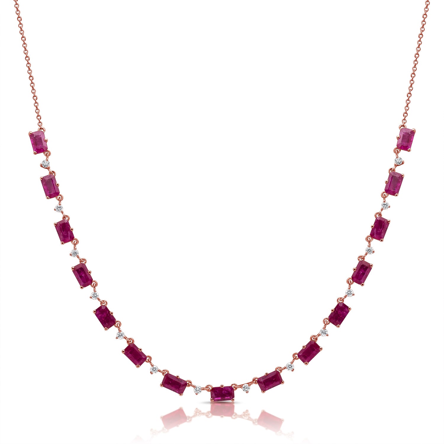 Baguette Gemstone And Diamond Half Tennis Neckalace