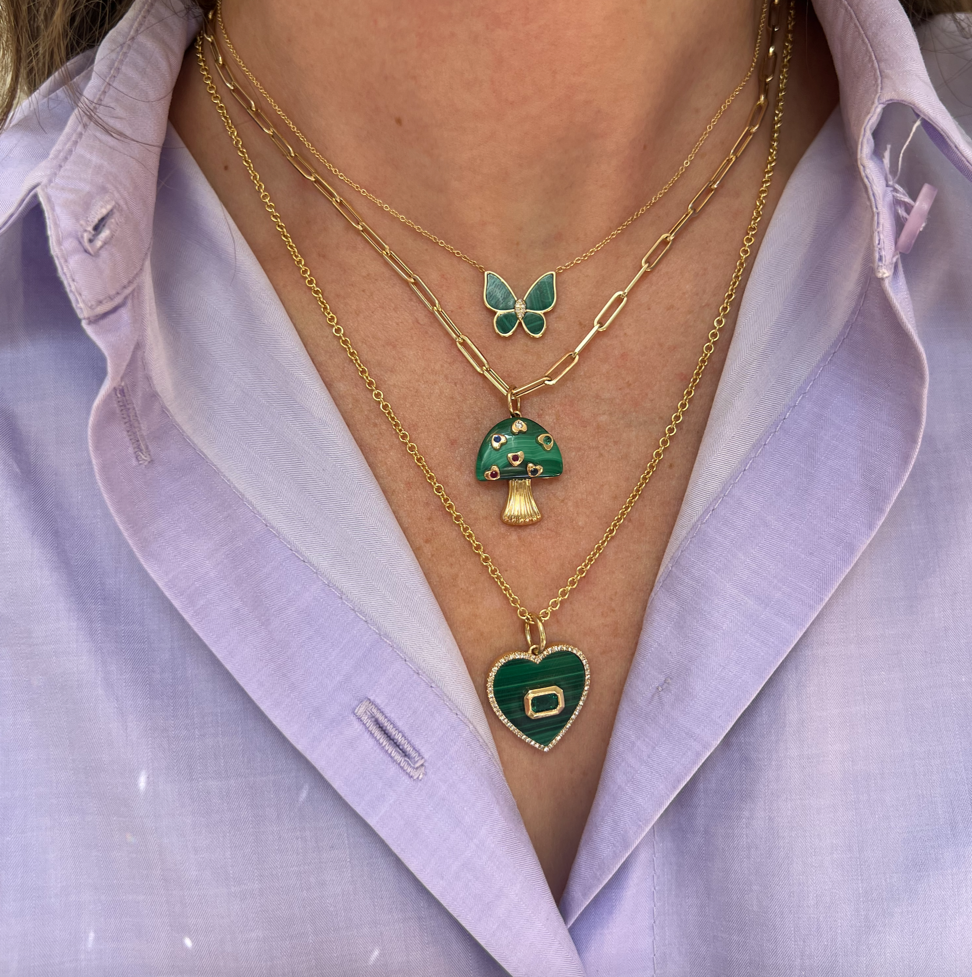 Malachite And Emerald Heart Pendant