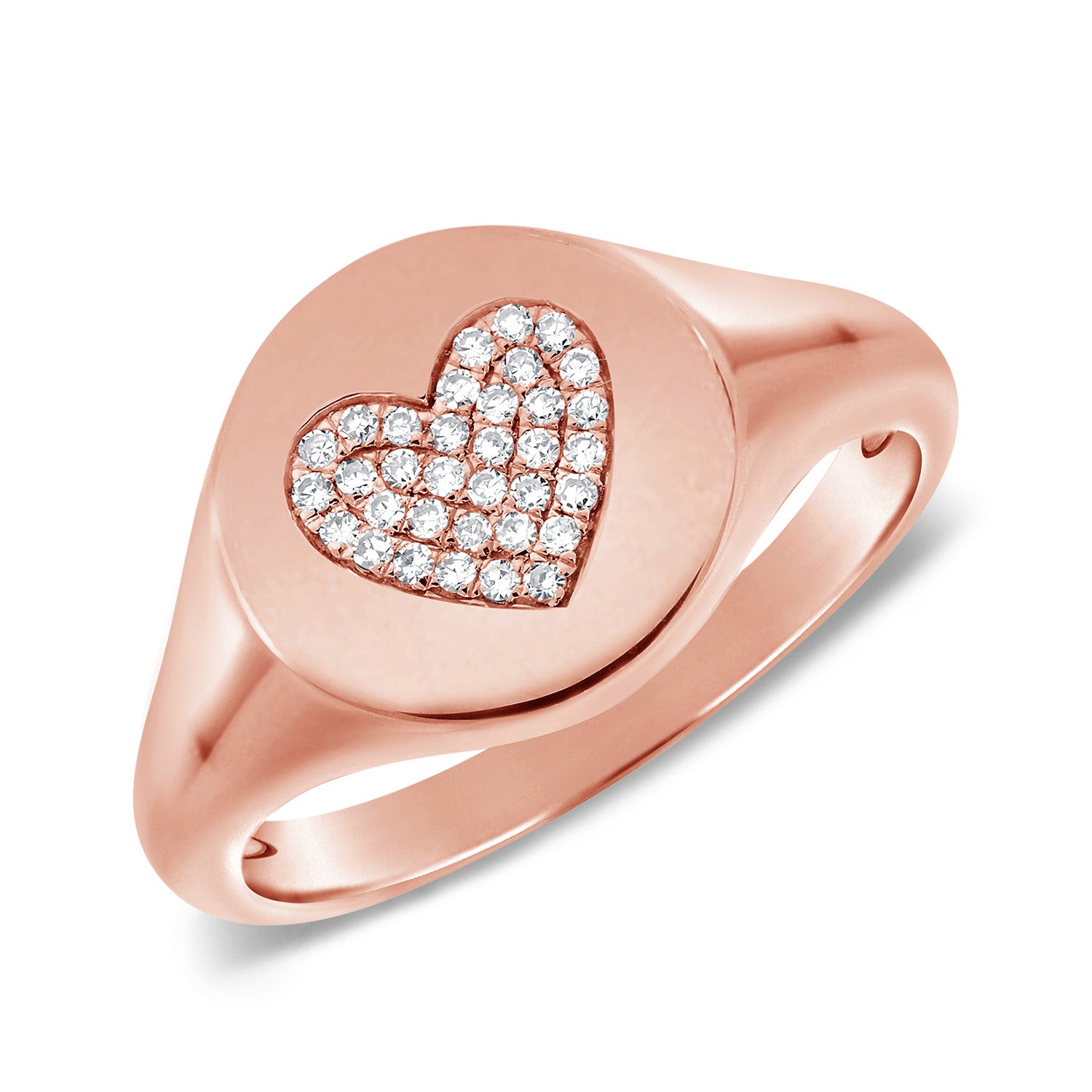 Pave Heart Signet Ring