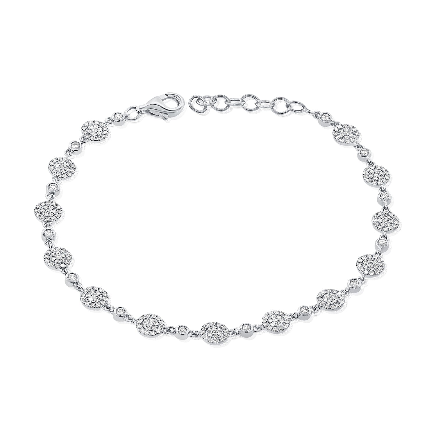 Full Multi Pave Disc And Bezel Set Diamond Bracelet