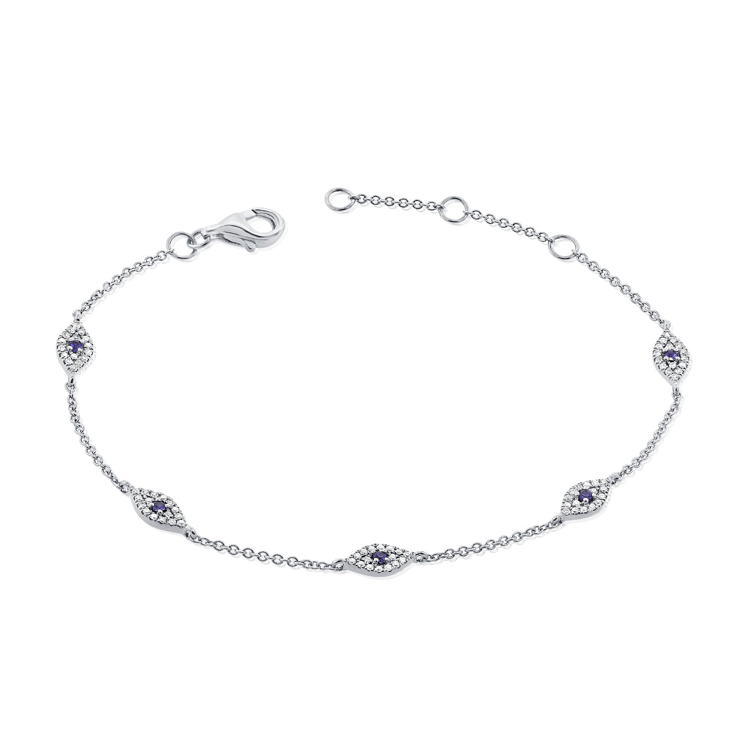 Evil Eye Diamond Pave And Blue Sapphire Bracelet