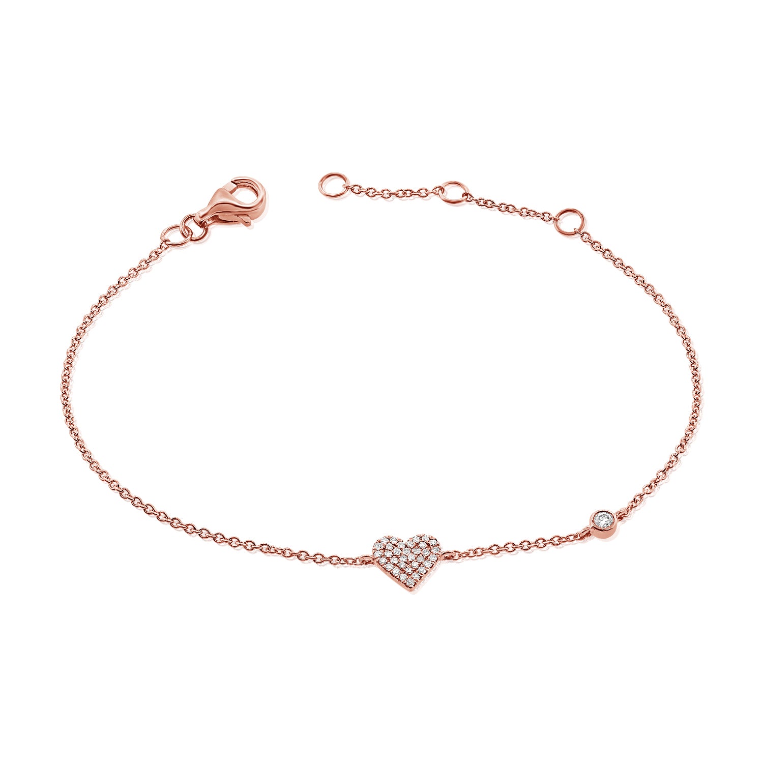 Pave Heart And Bezel Set Diamond Bracelet